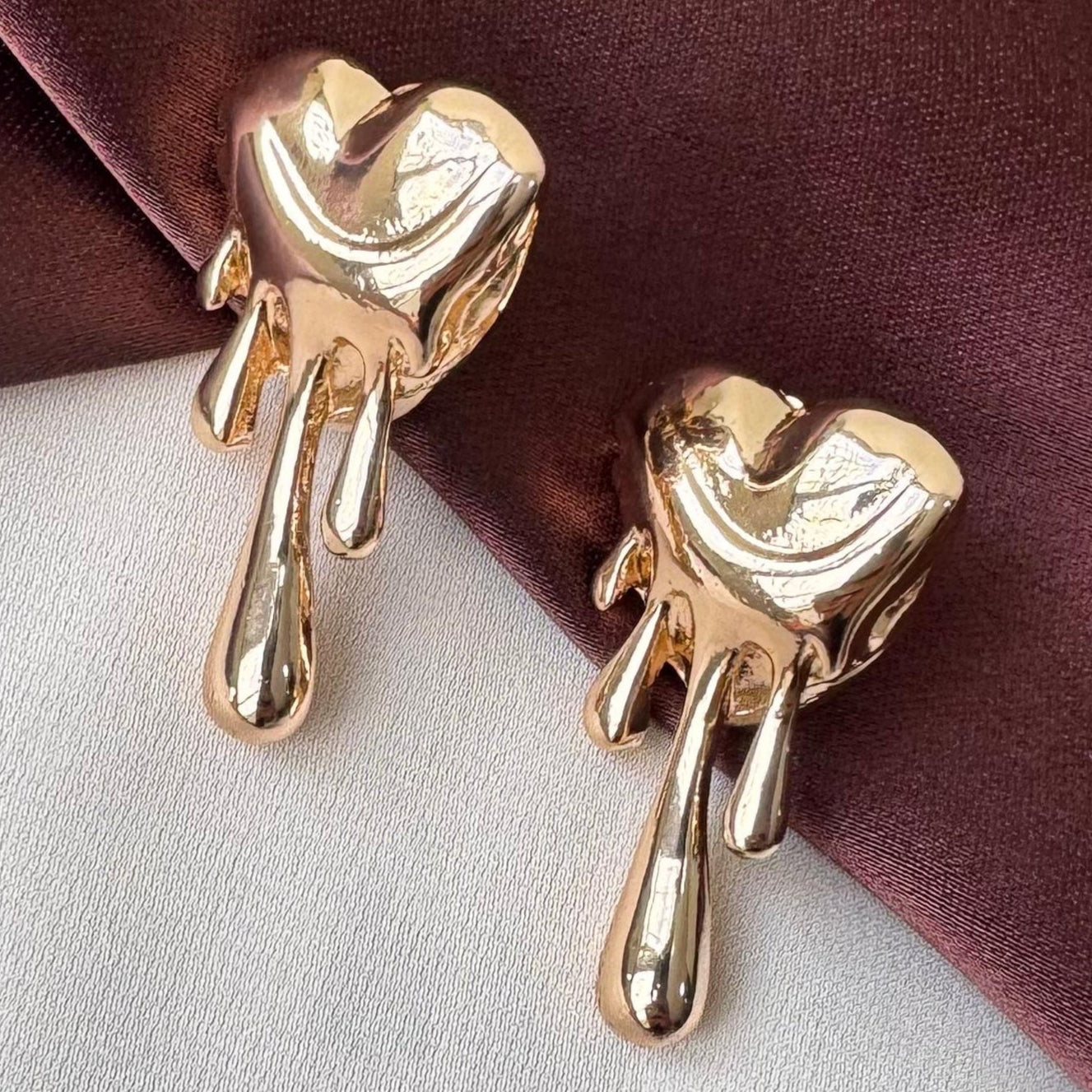 TFC Melting Heart Gold Plated Stud Earrings