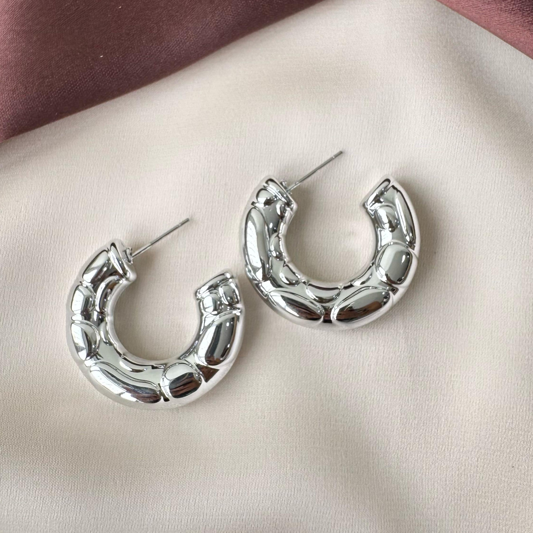 TFC Molten Loop Silver Plated Earrings