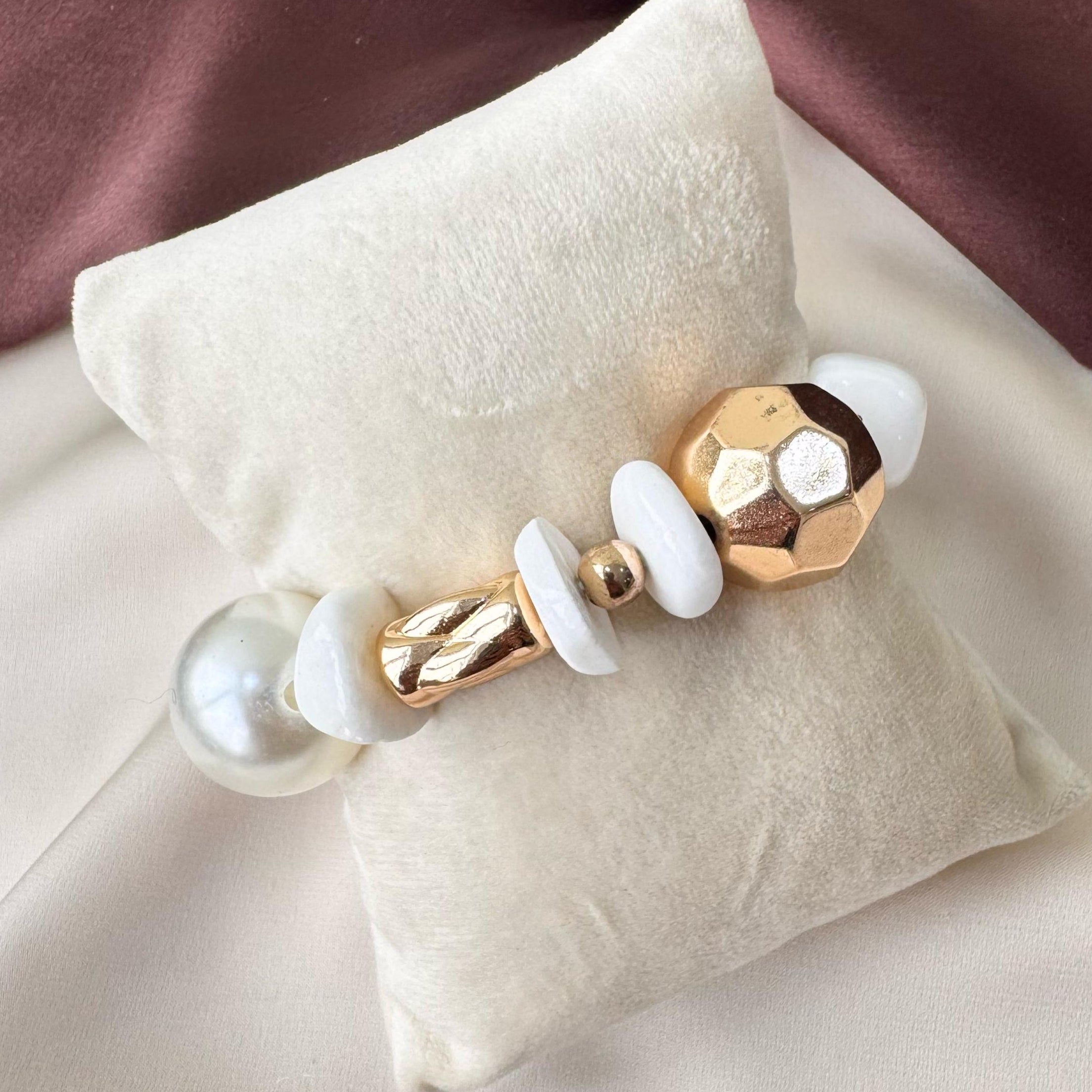 TFC Bold Gold Pearl Bead Gold Plated Bracelet
