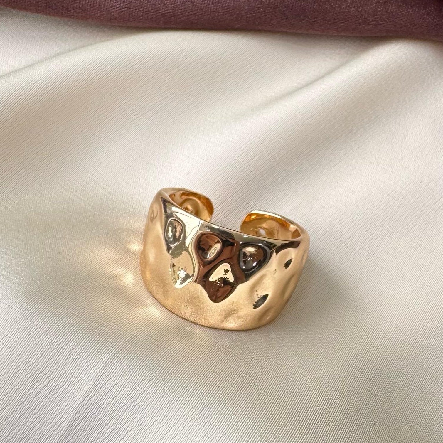 TFC Texture Gold Plated Adjustable Ring