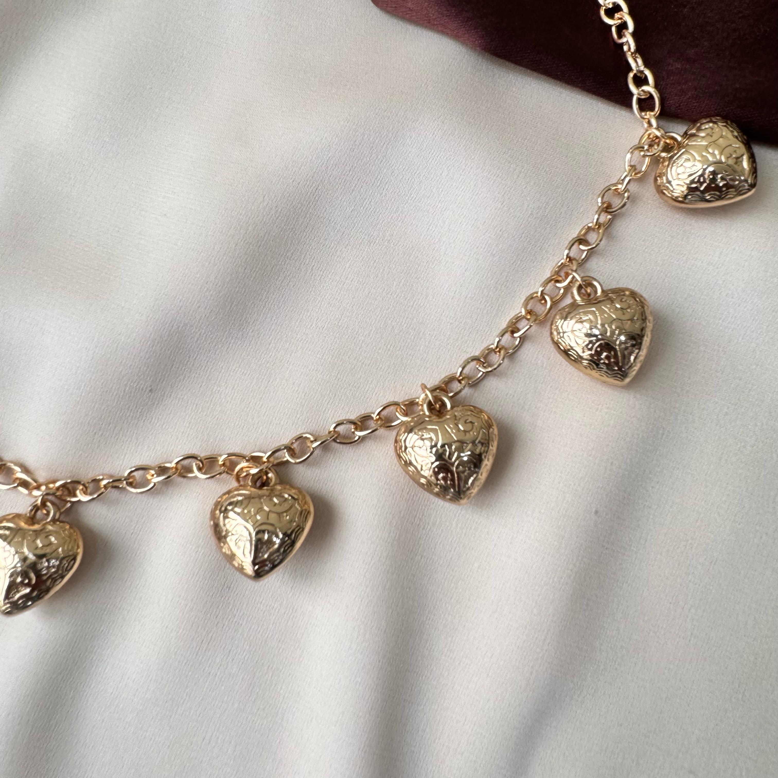 TFC Texture Heart Gold Plated Necklace