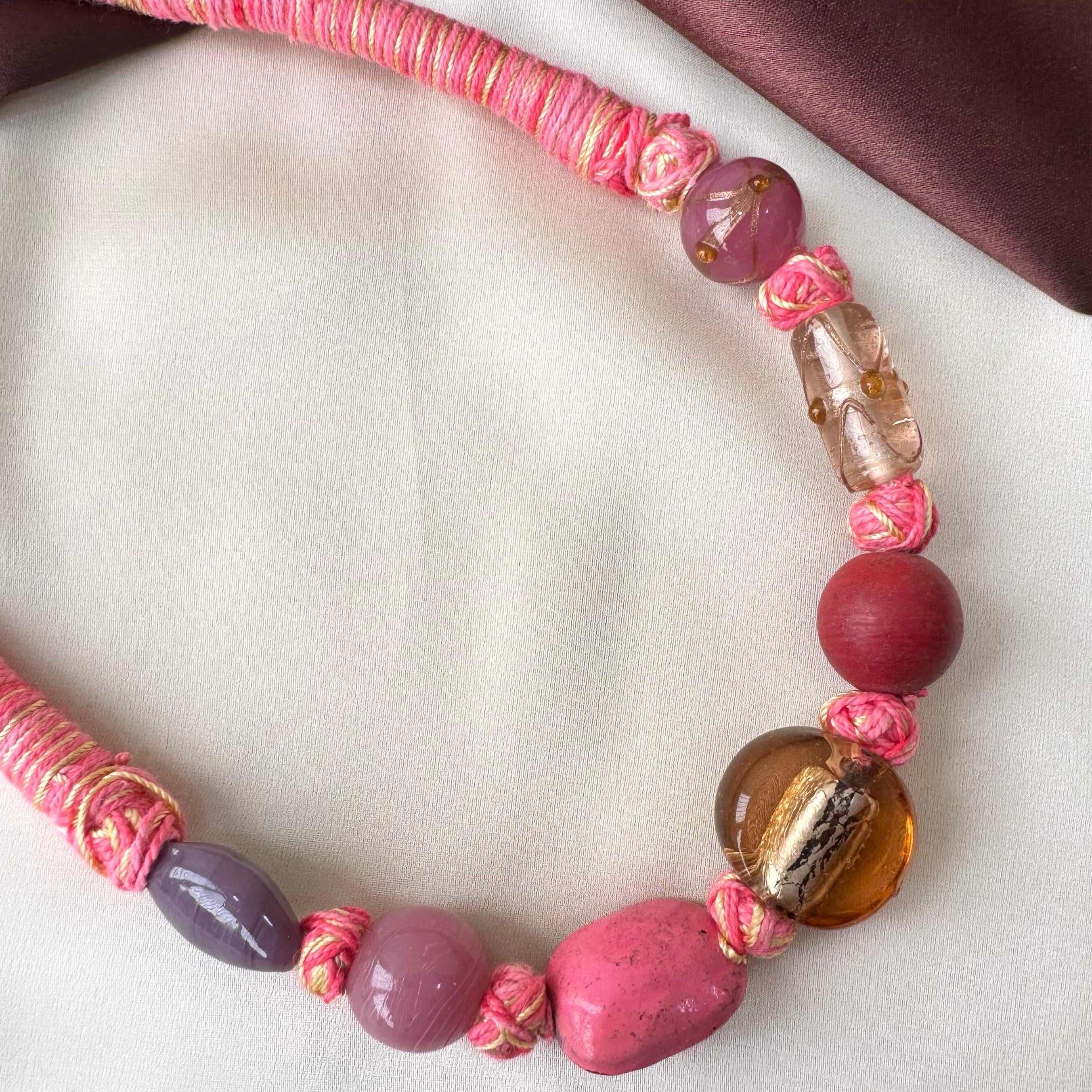 TFC Mix Beads Pink Patwa Art Necklace