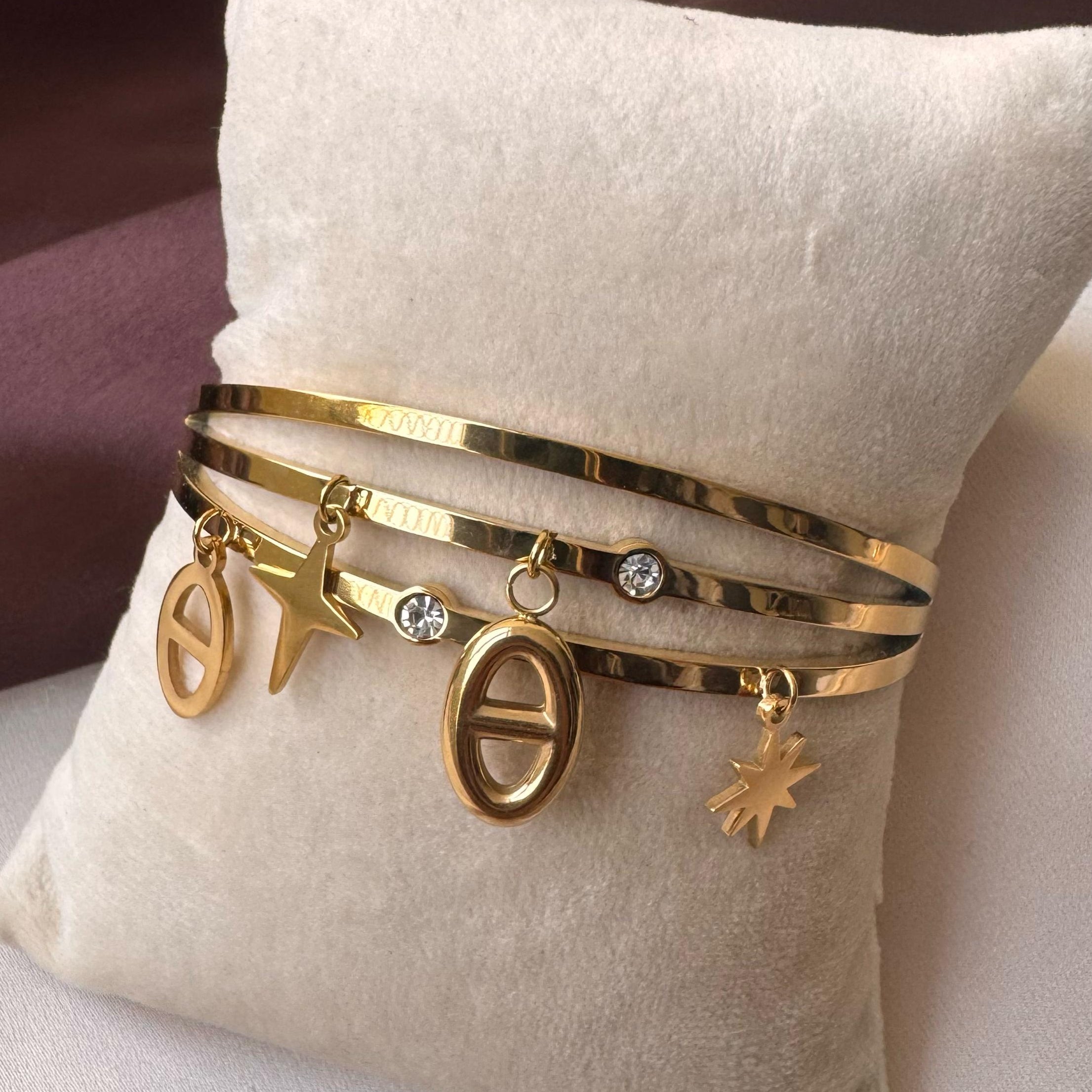 TFC Size 2.6 StarSpell Gold Plated Bracelet Bangle