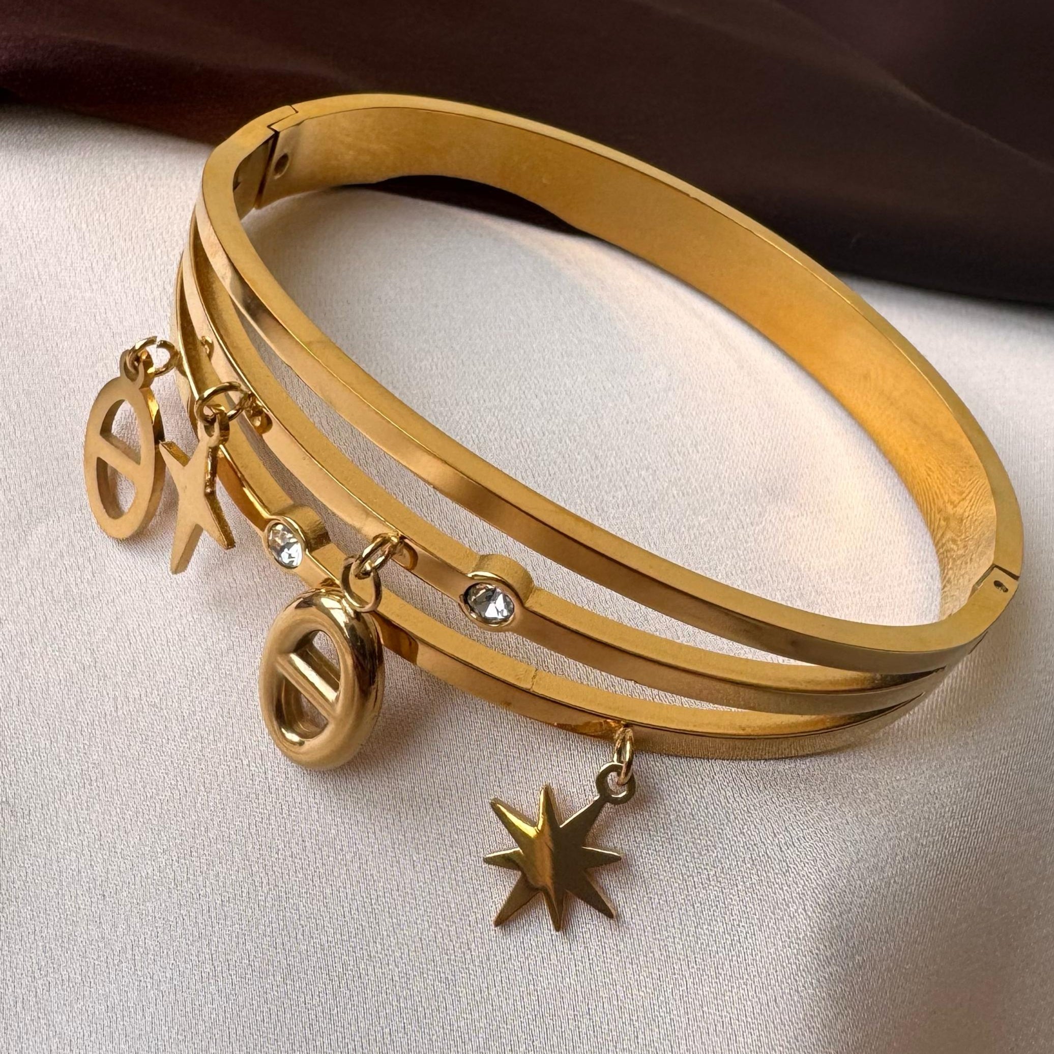 TFC Size 2.6 StarSpell Gold Plated Bracelet Bangle
