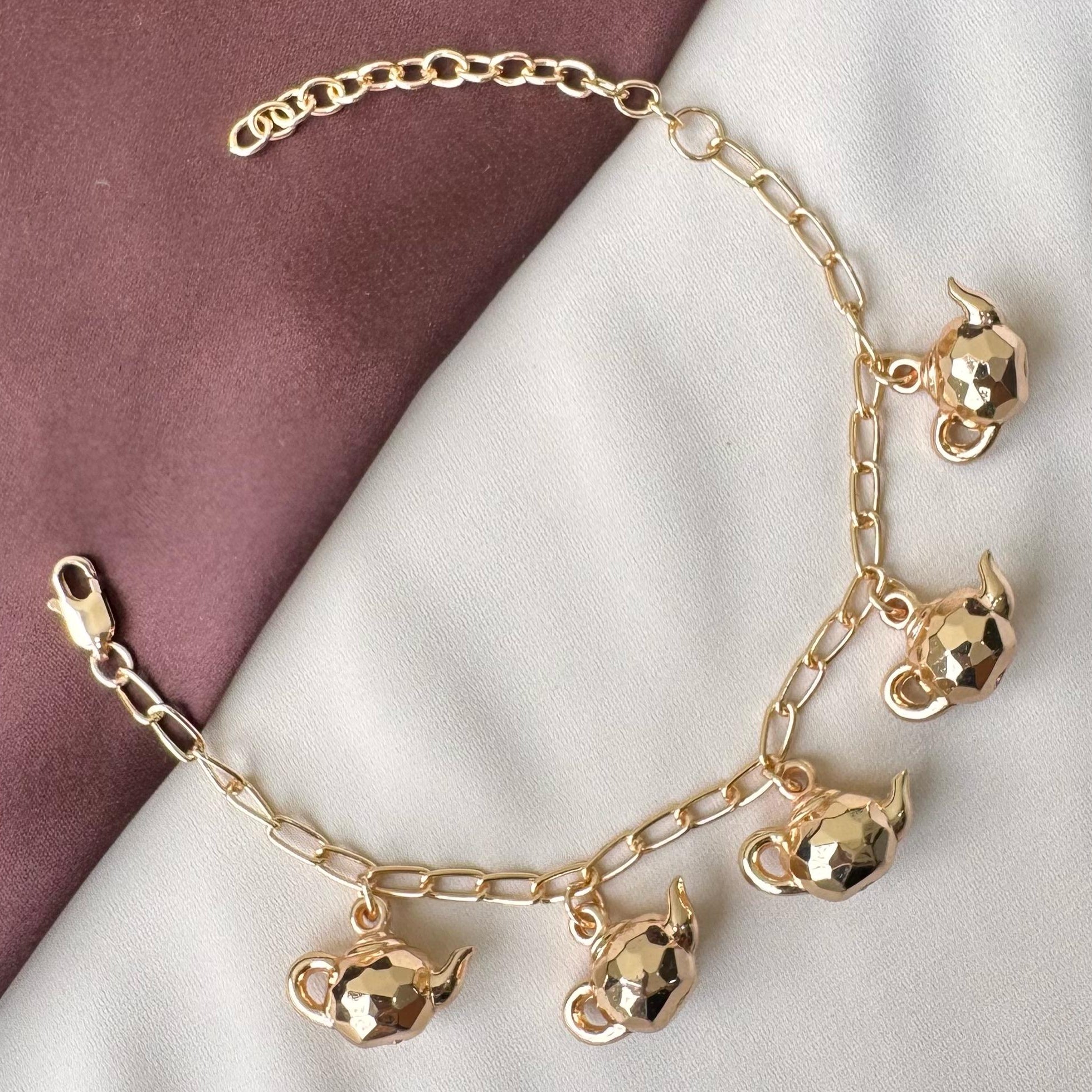 TFC Tea & Twinkle Charm Gold Plated Bracelet