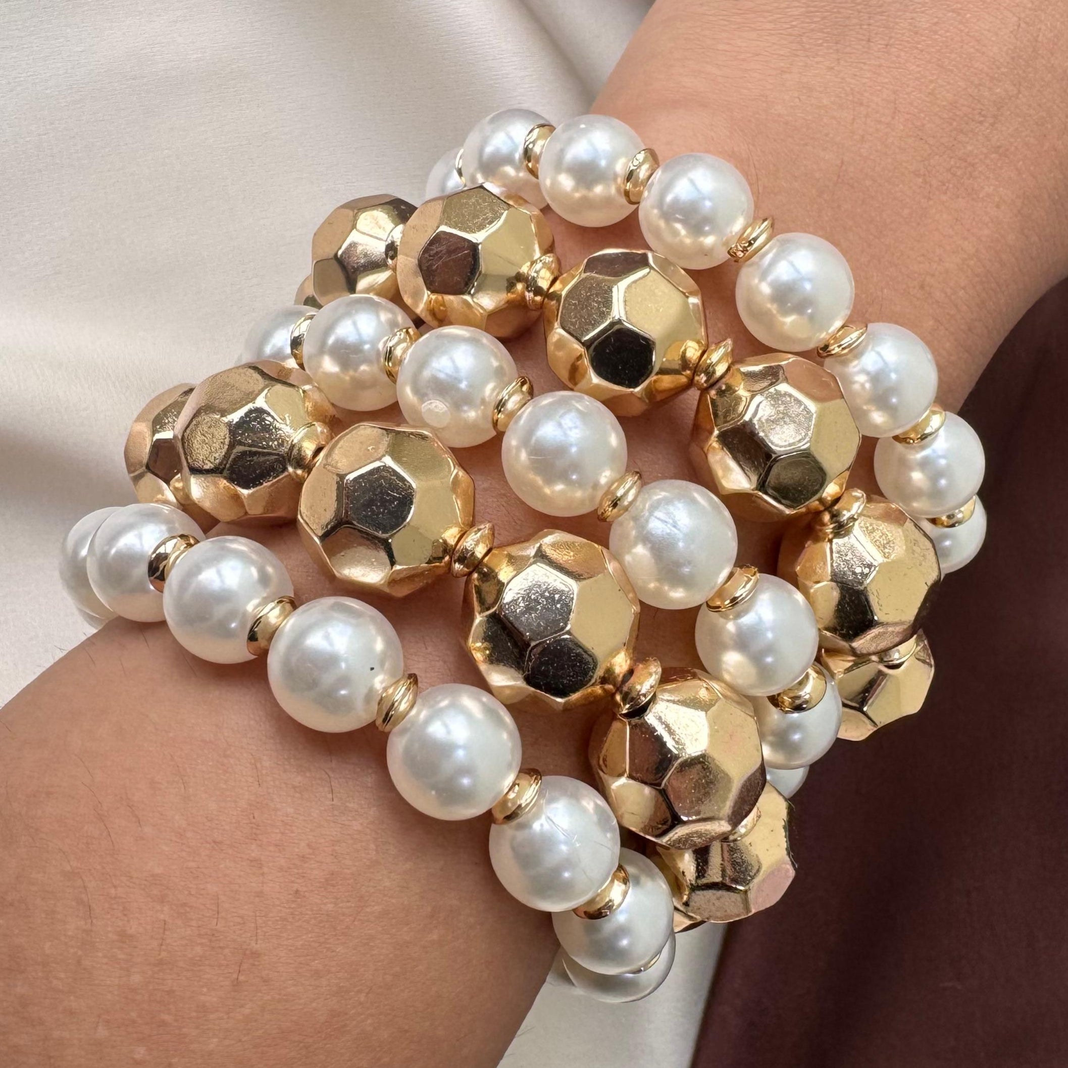 TFC Pearl Origami Gold Plated Bracelet (set of 5)