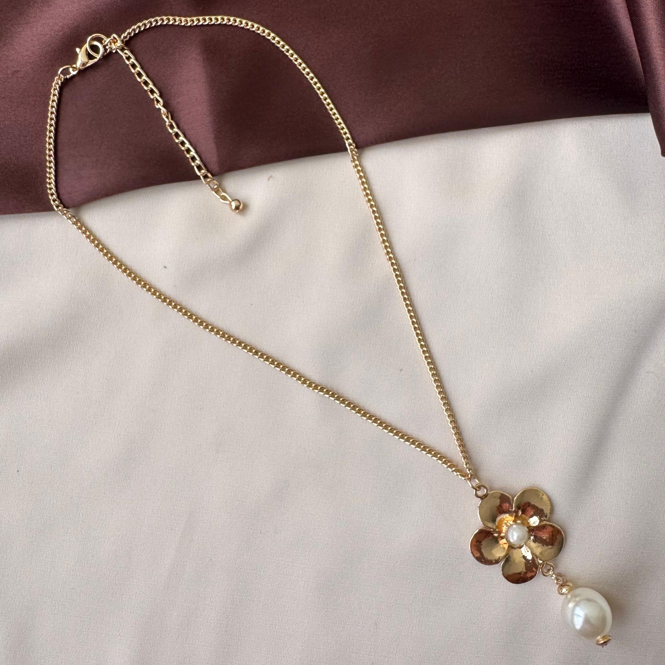 TFC Pearl Flower Chain Gold Plated Neckalce