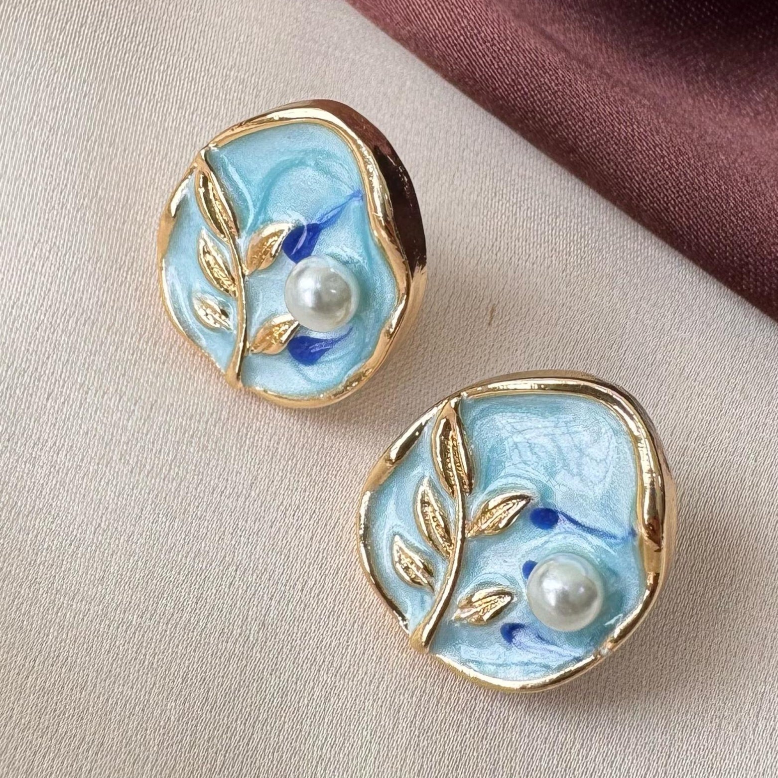 TFC Pearl Tree Gold Plated Stud Earrings