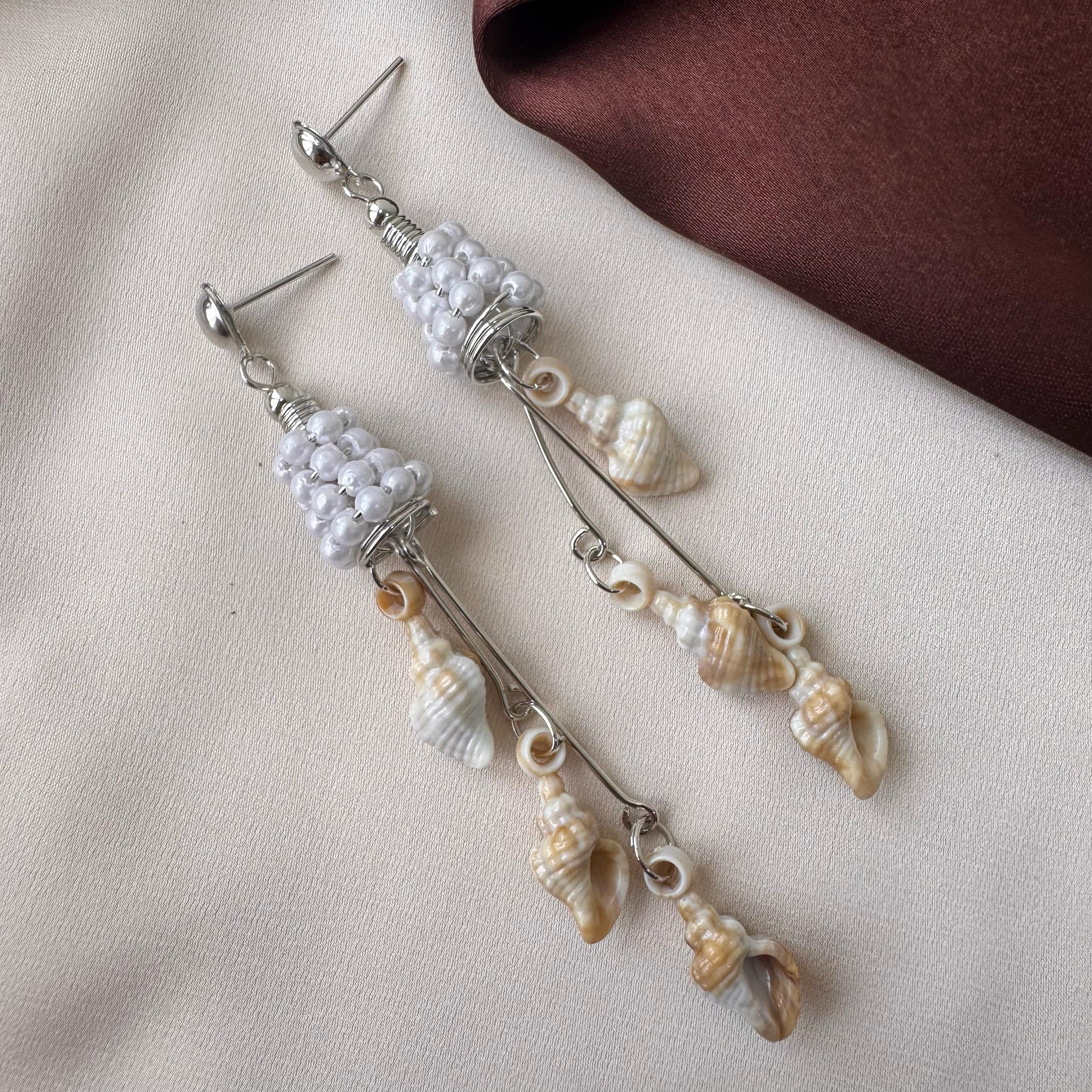 TFC Pearl Shell Silver Plated Dangler Earrings