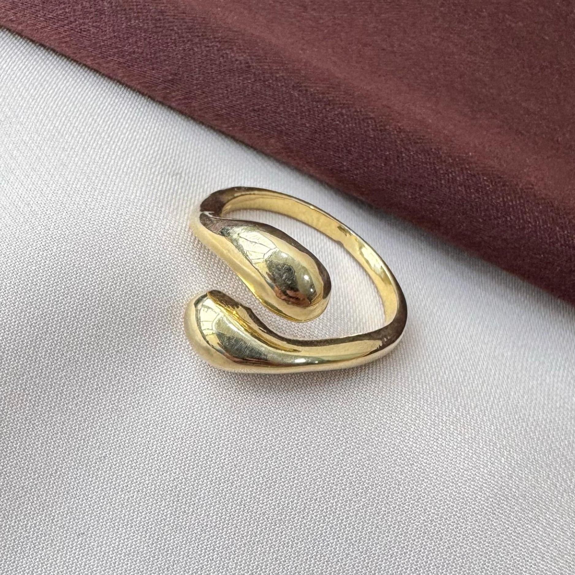 TFC Dual Drop Gold Plated Adjustable Ring