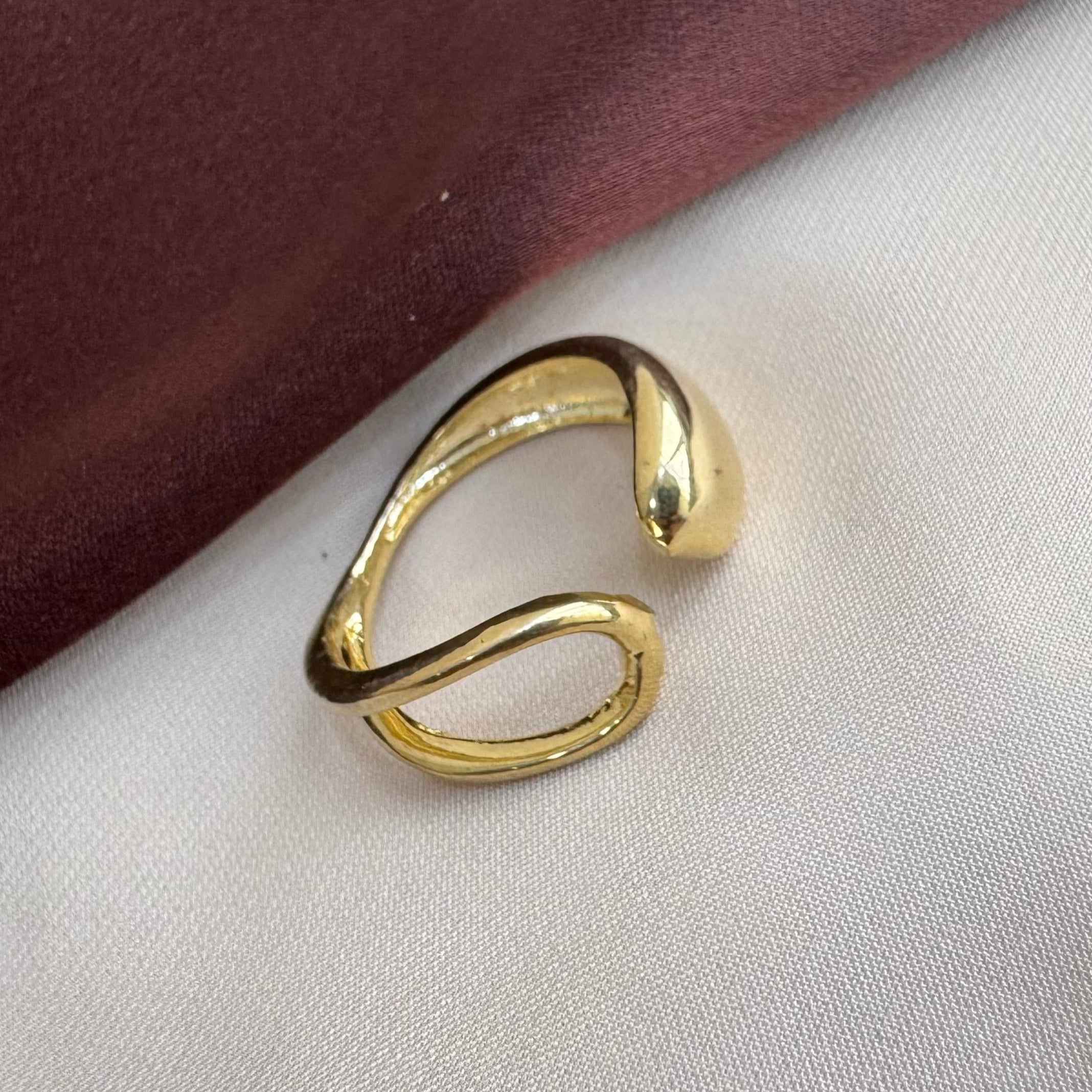TFC Hollow Statement Gold Plated Adjustable Ring
