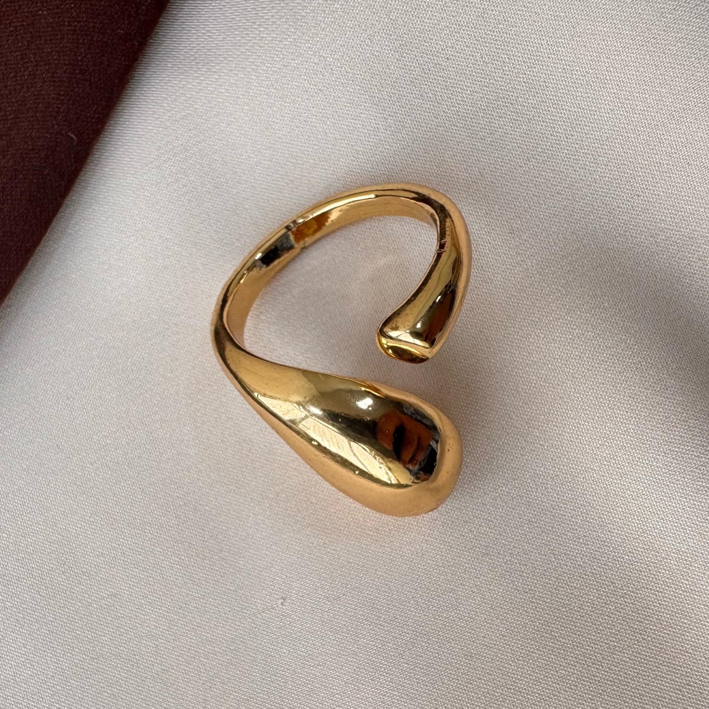 TFC Bead Drop Gold Plated Adjustable Ring