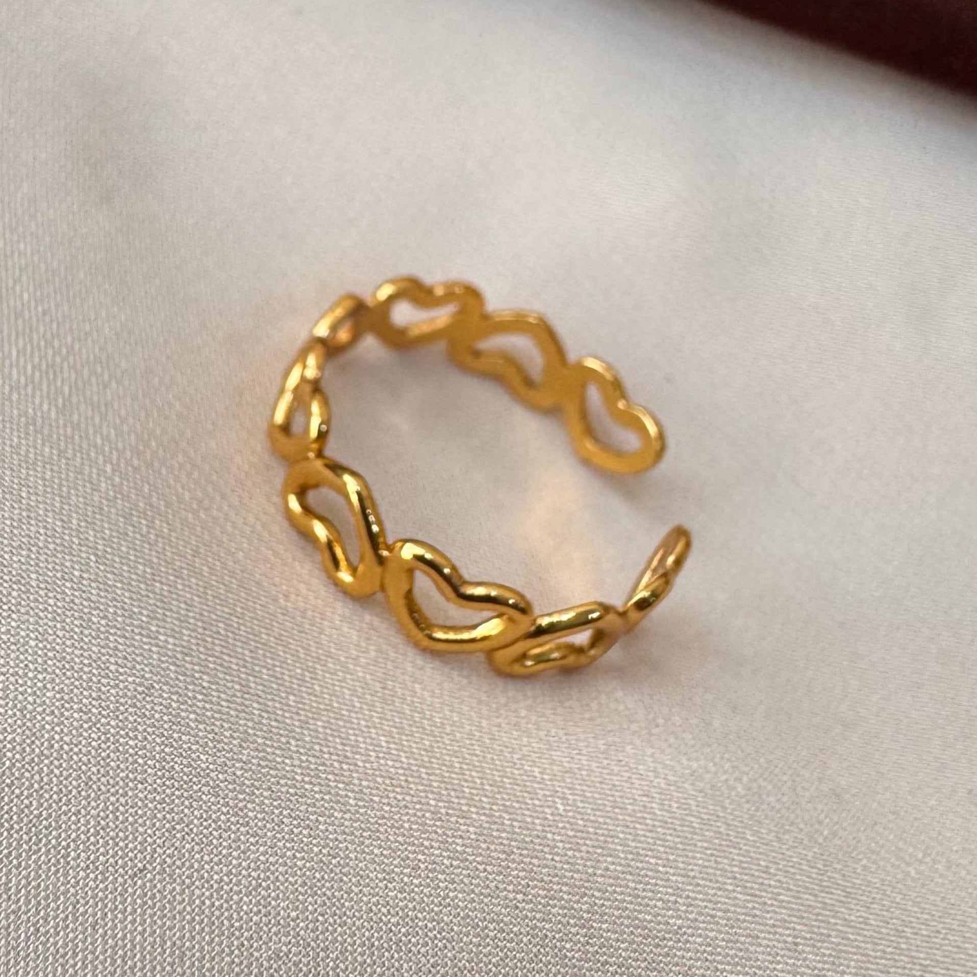 TFC Hollow Heart Adjustable Gold Plated Ring