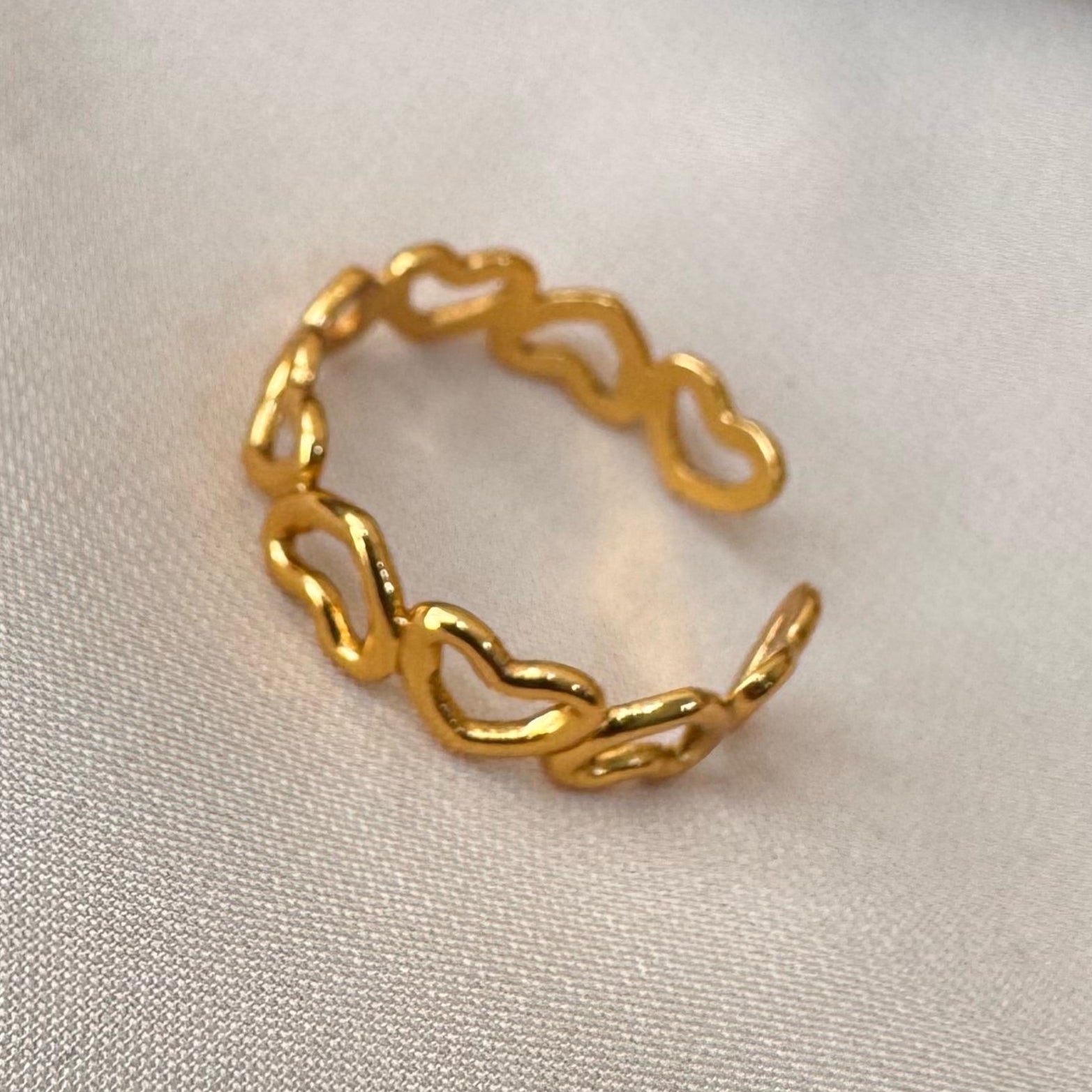 TFC Hollow Heart Adjustable Gold Plated Ring