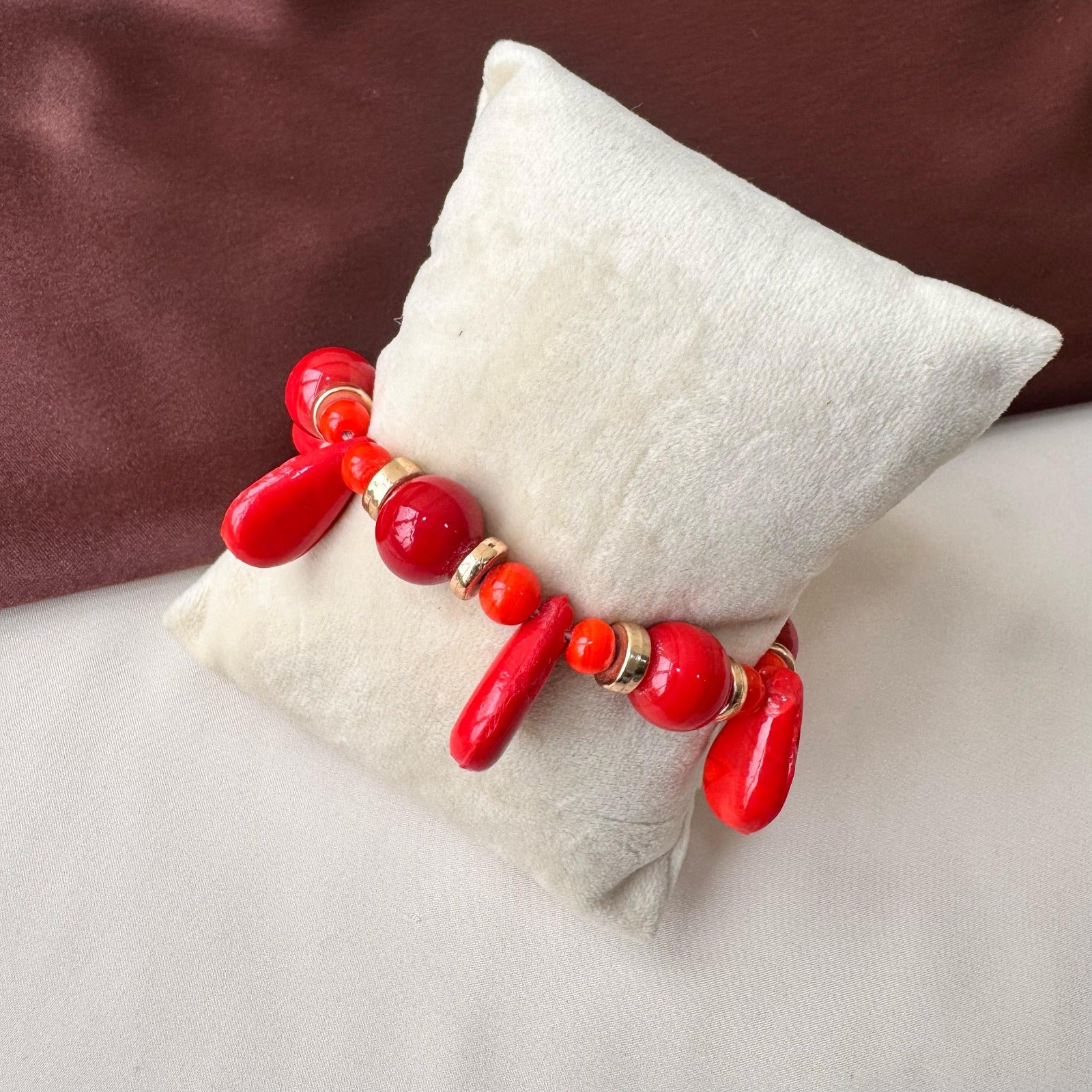 TFC Red Drop Bead Gold Plated Bracelet