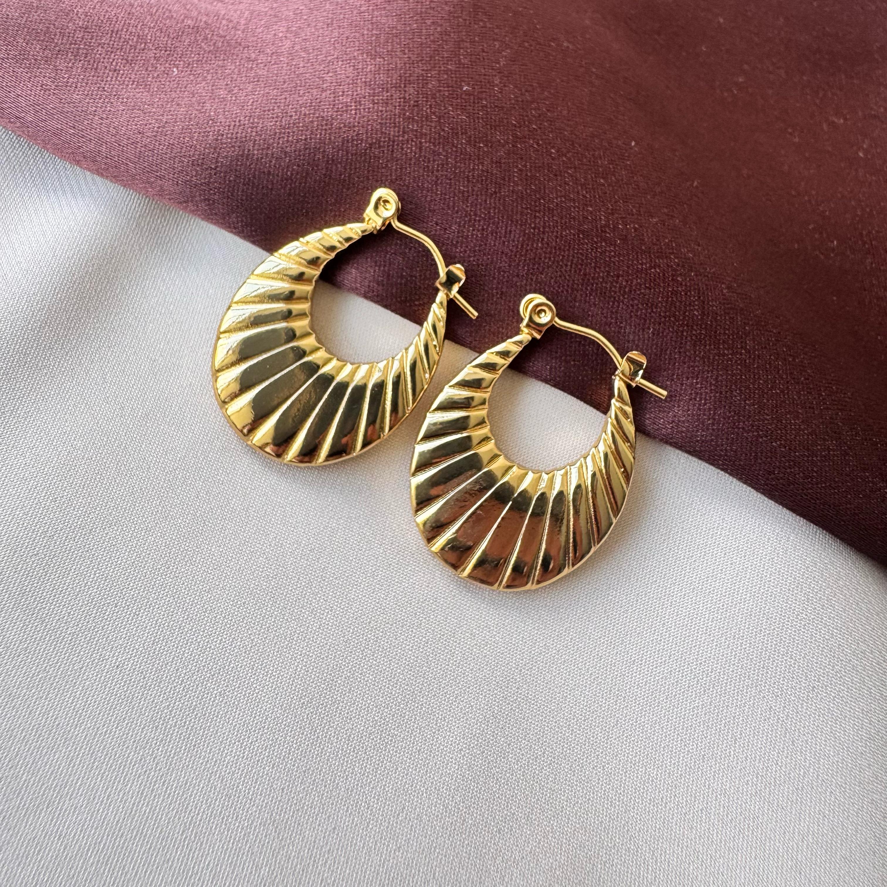 TFC Straight Line Gold Plated Hoop Earrings