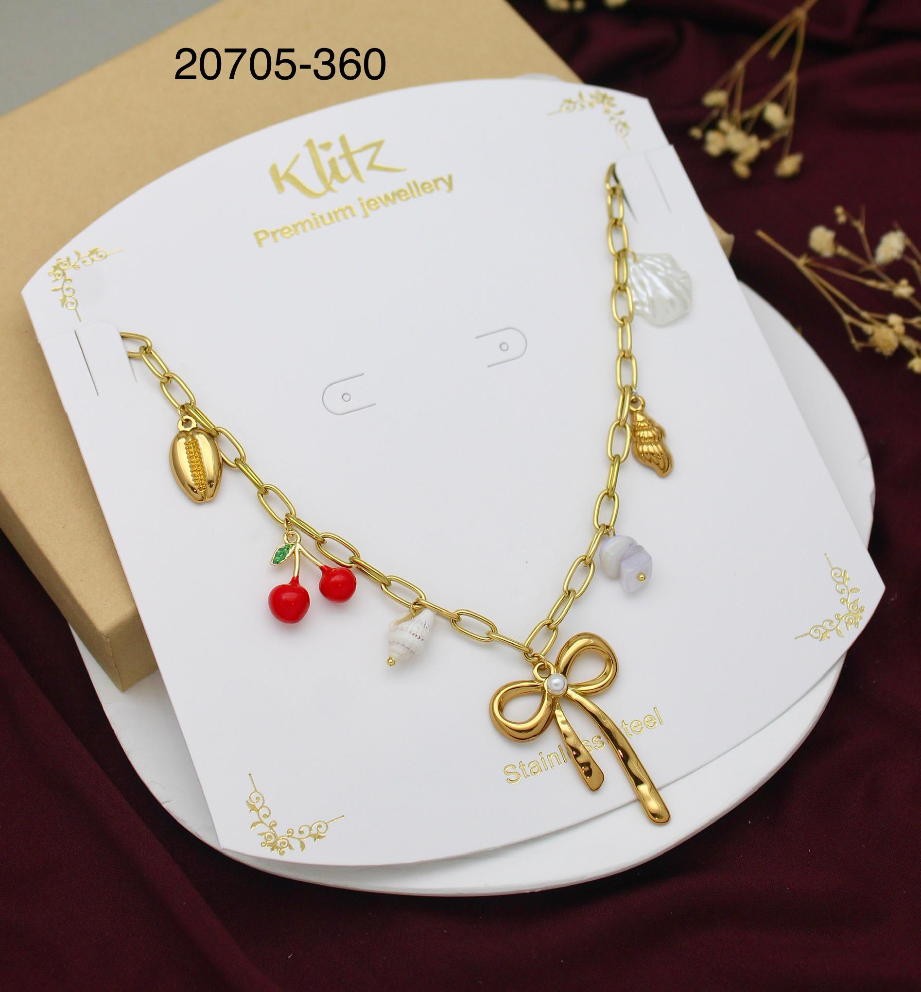 TFC Bow Charm Gold Plated Necklace
