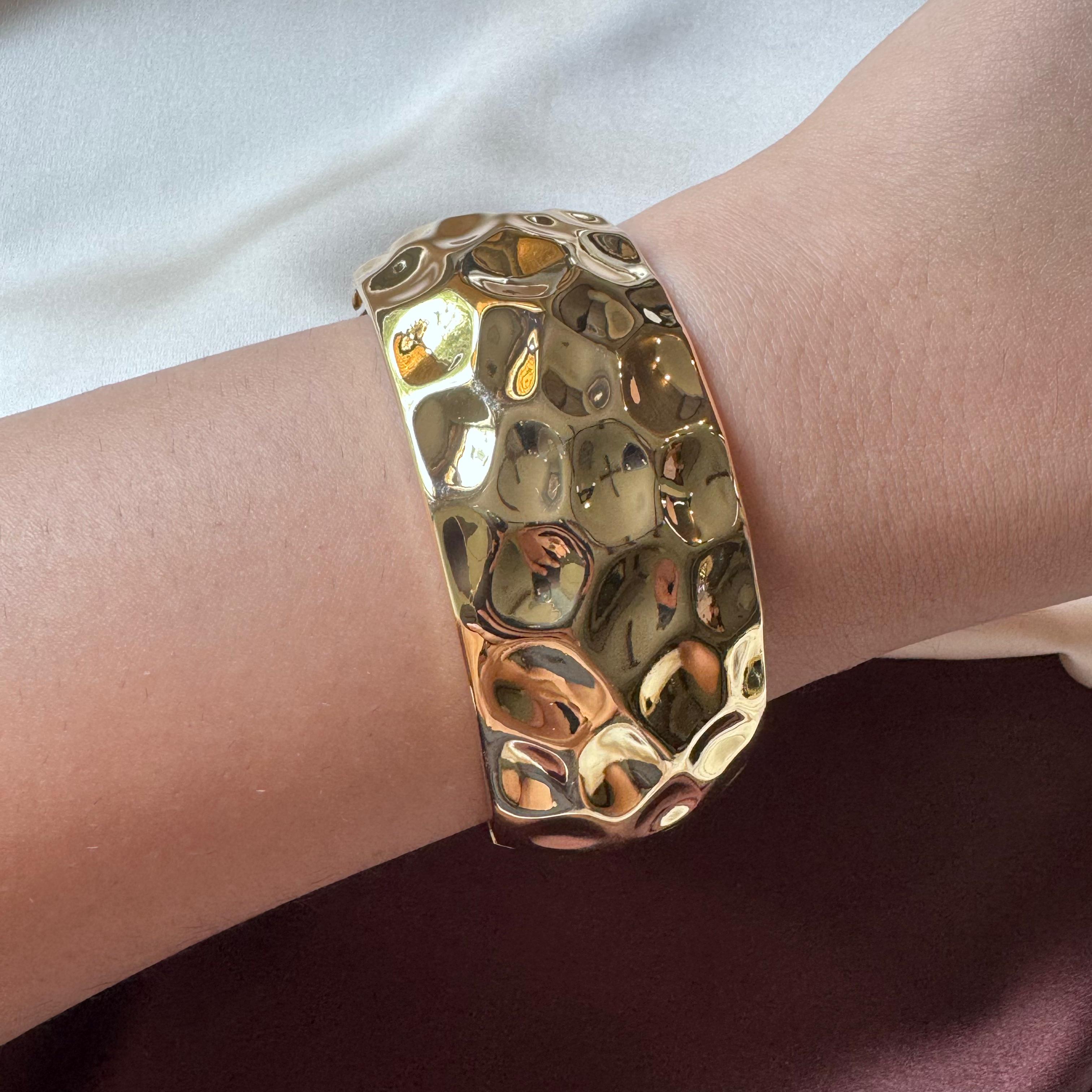 TFC Size 2.6 Beaten Gold Plated Bracelet Bangle