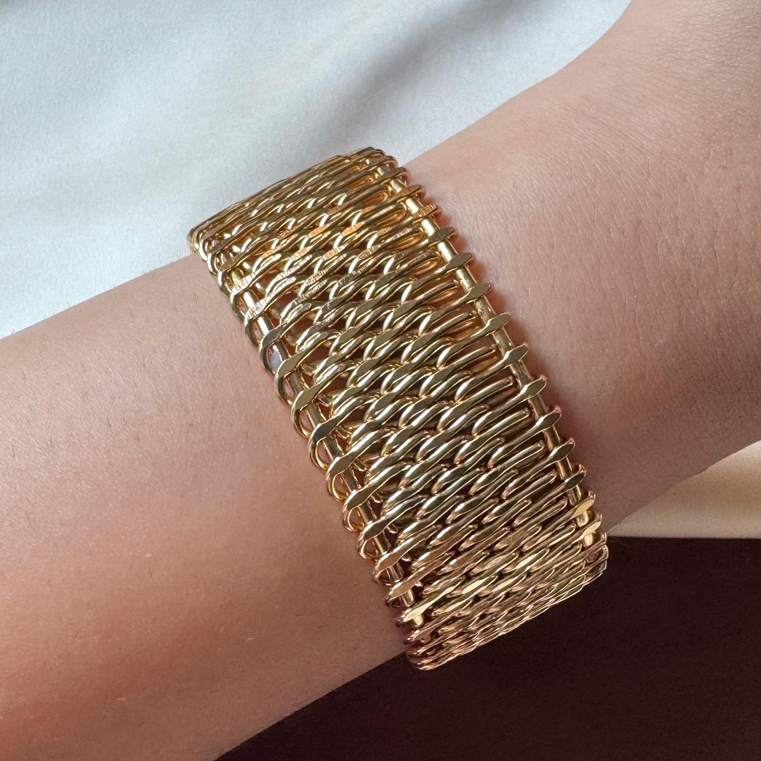 TFC Adjustable Wire Net Gold Plated Cuff Bracelet