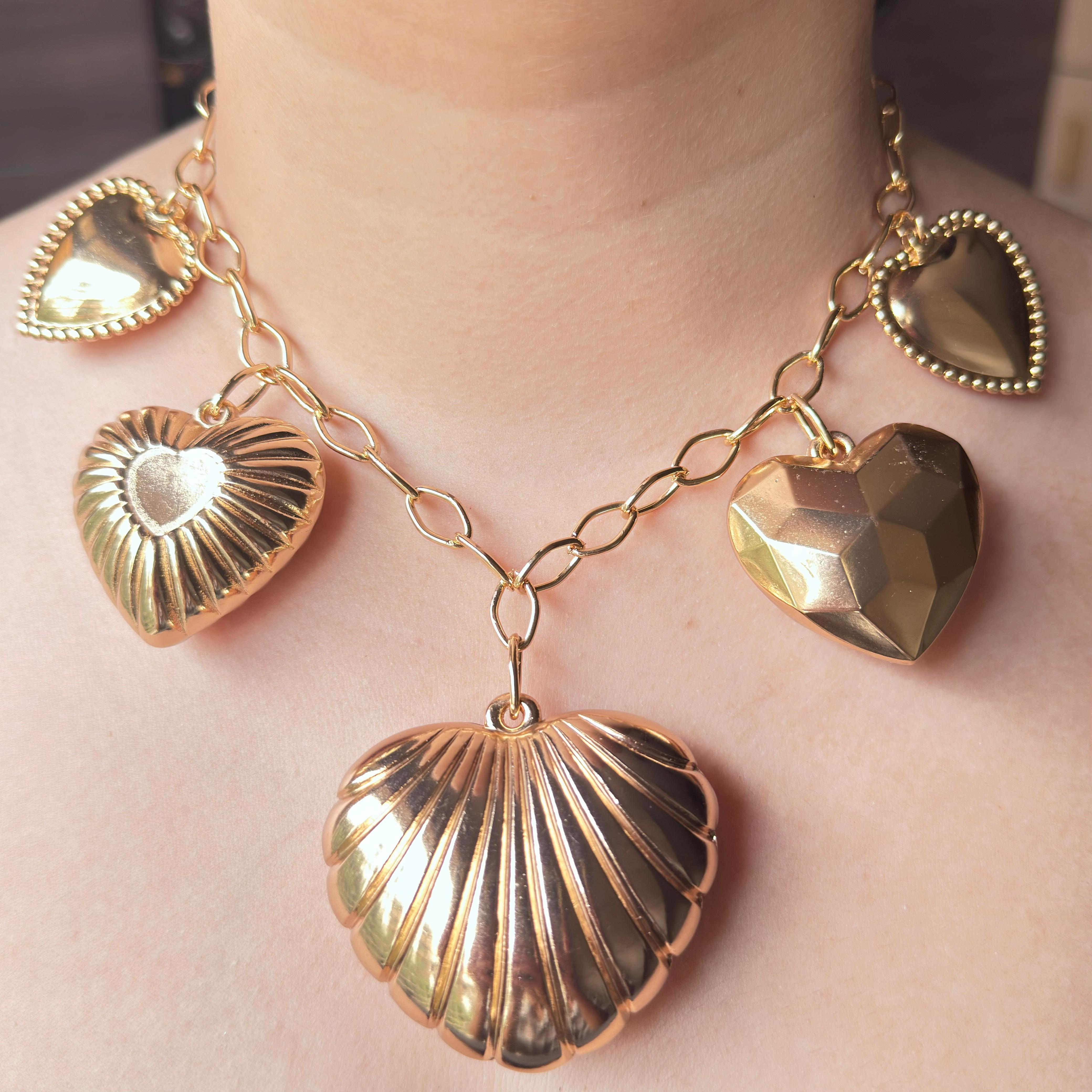 TFC Five Crafted Heart Gold Plated Necklace