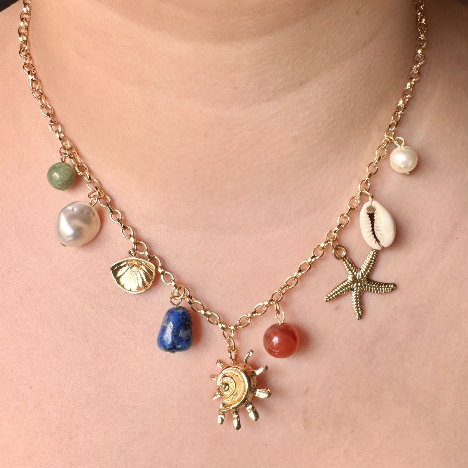 TFC New Sea Multi Charms Gold Plated Necklace