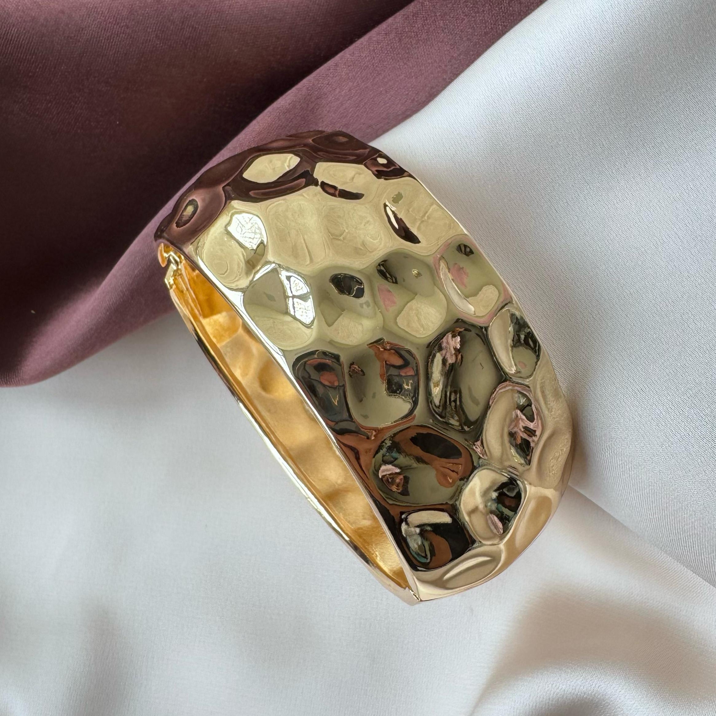 TFC Size 2.6 Beaten Gold Plated Bracelet Bangle