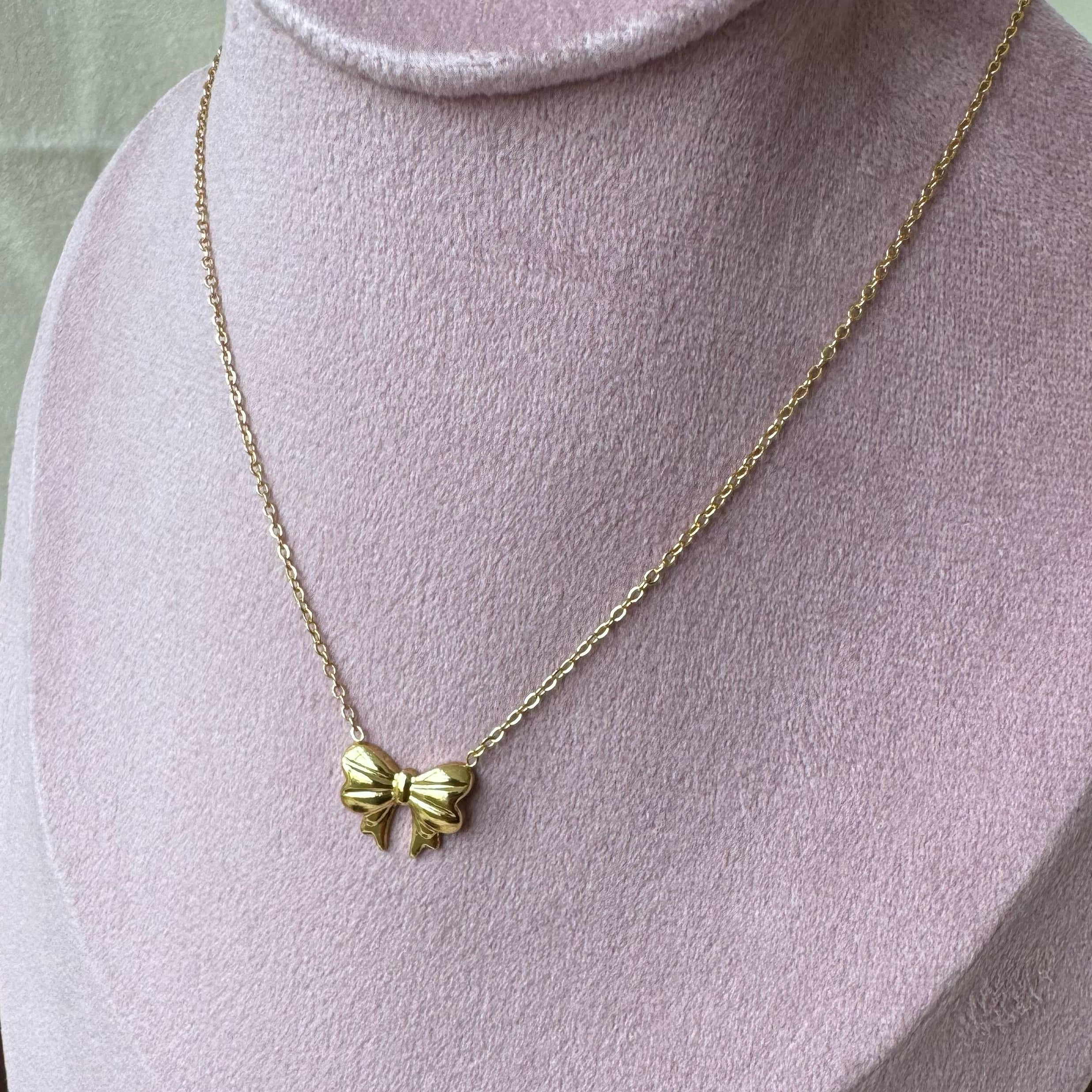 TFC Cute Bow Gold Plated Pendant Necklace