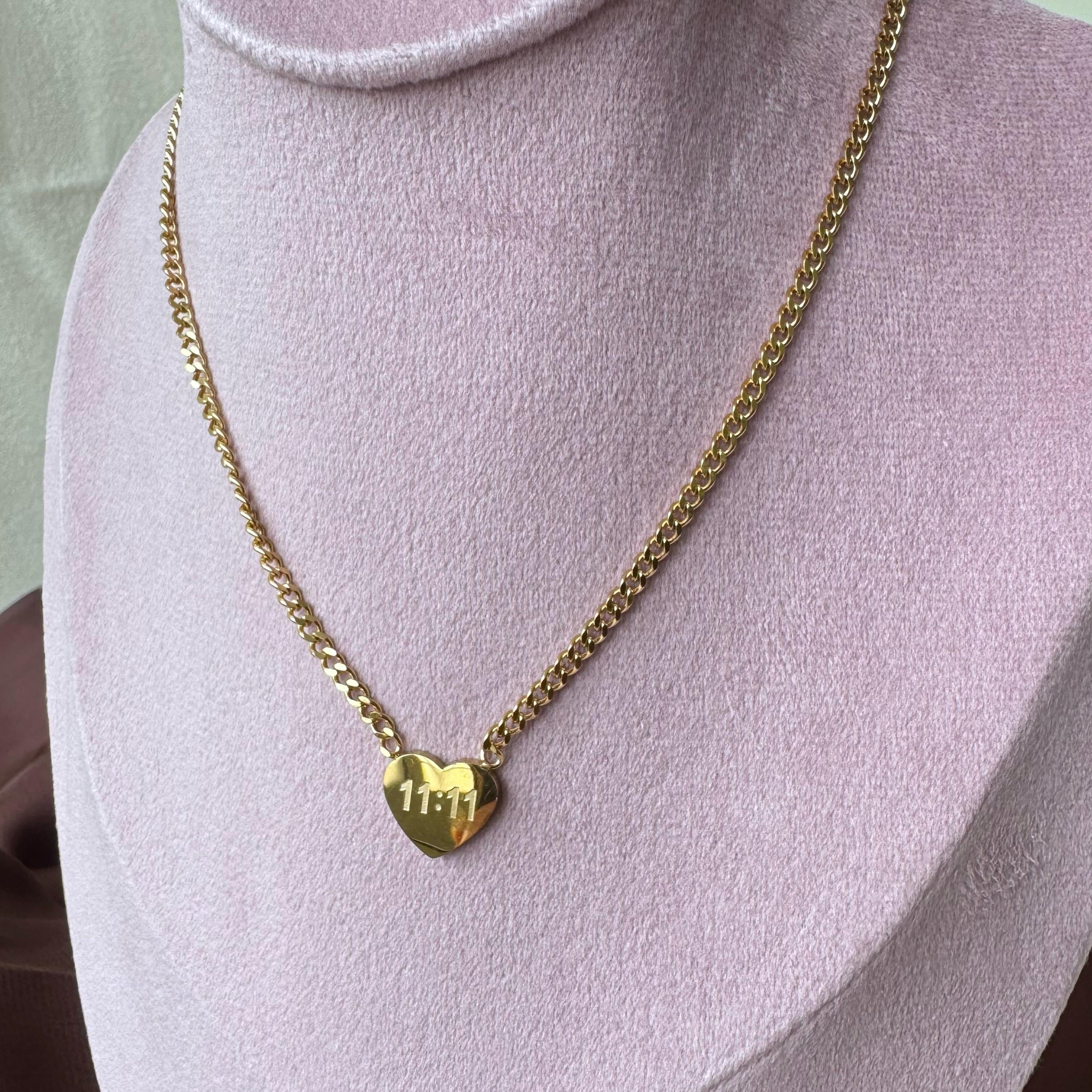 TFC 11:11 Heart Shape Gold Plated Pendant Necklace