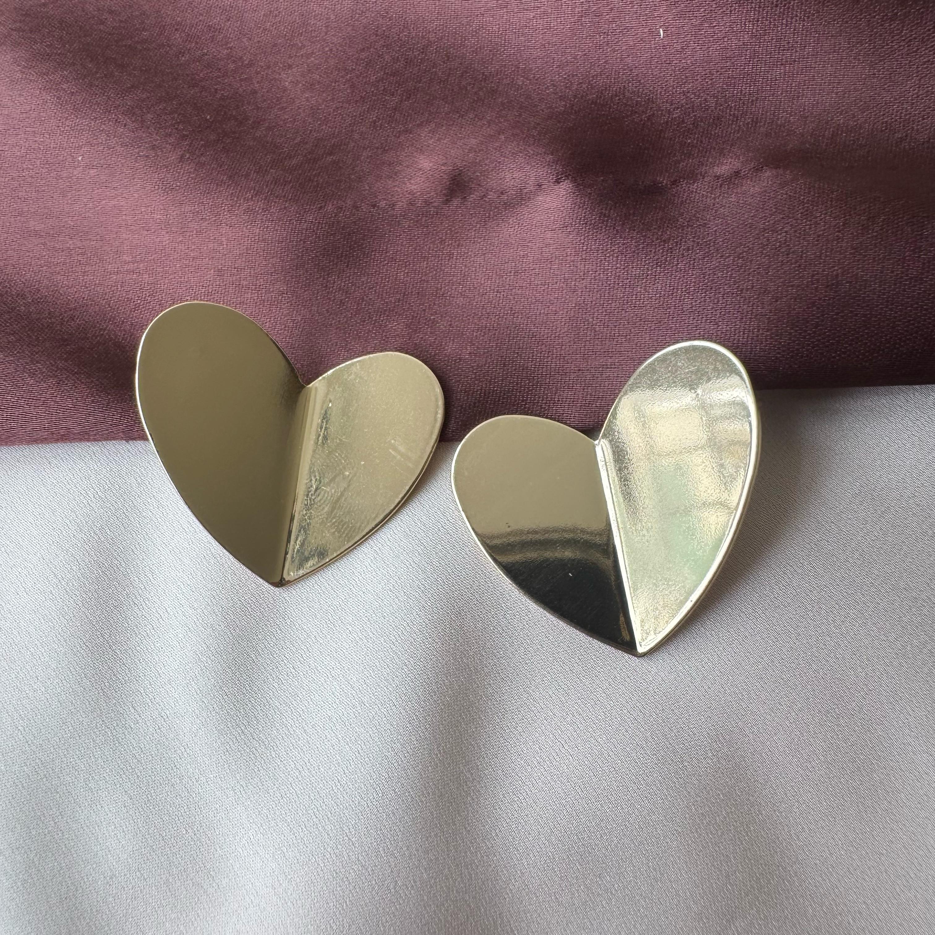 TFC Side Heart Gold Plated Stud Earrings