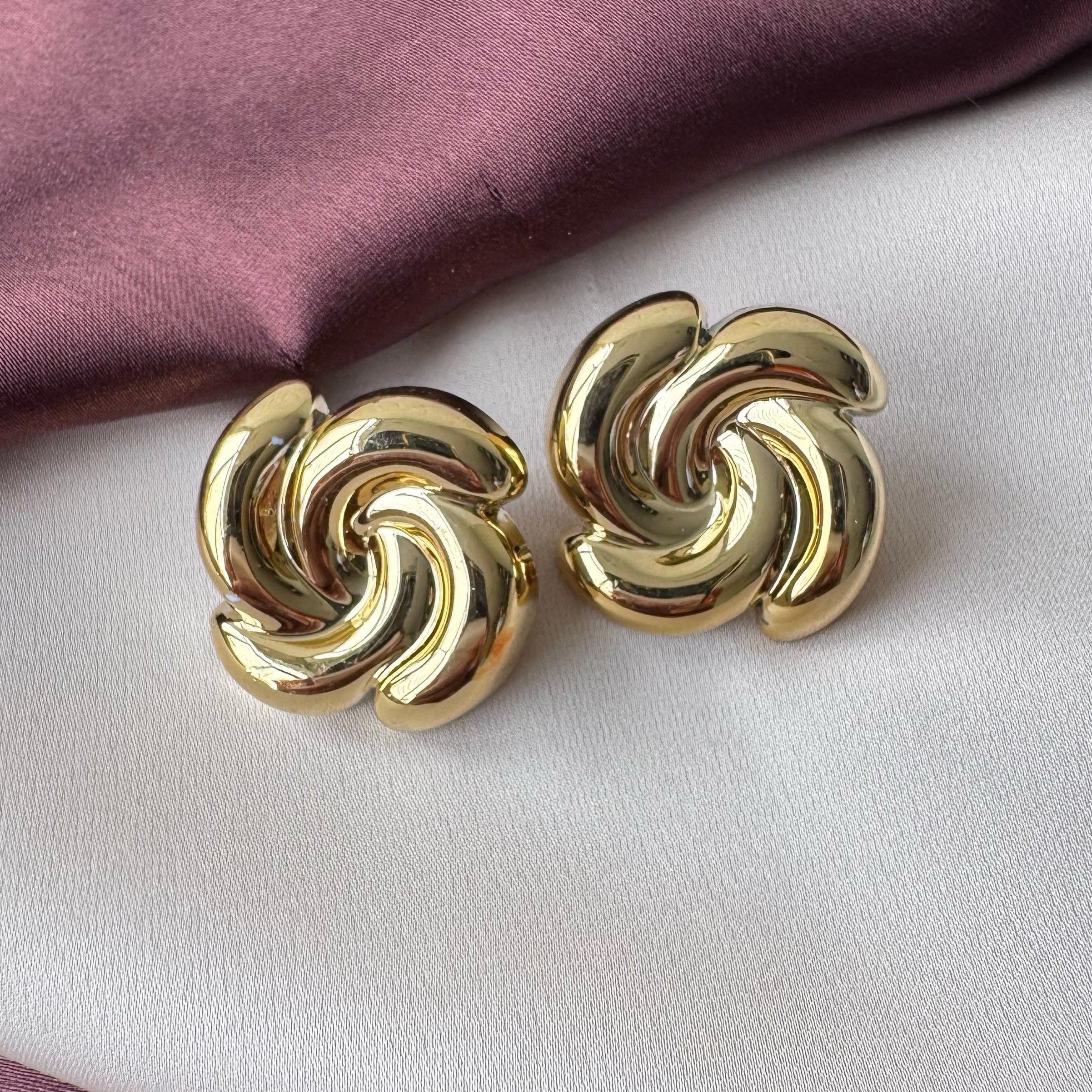 TFC Curve Line Gold Plated Stud Earrings