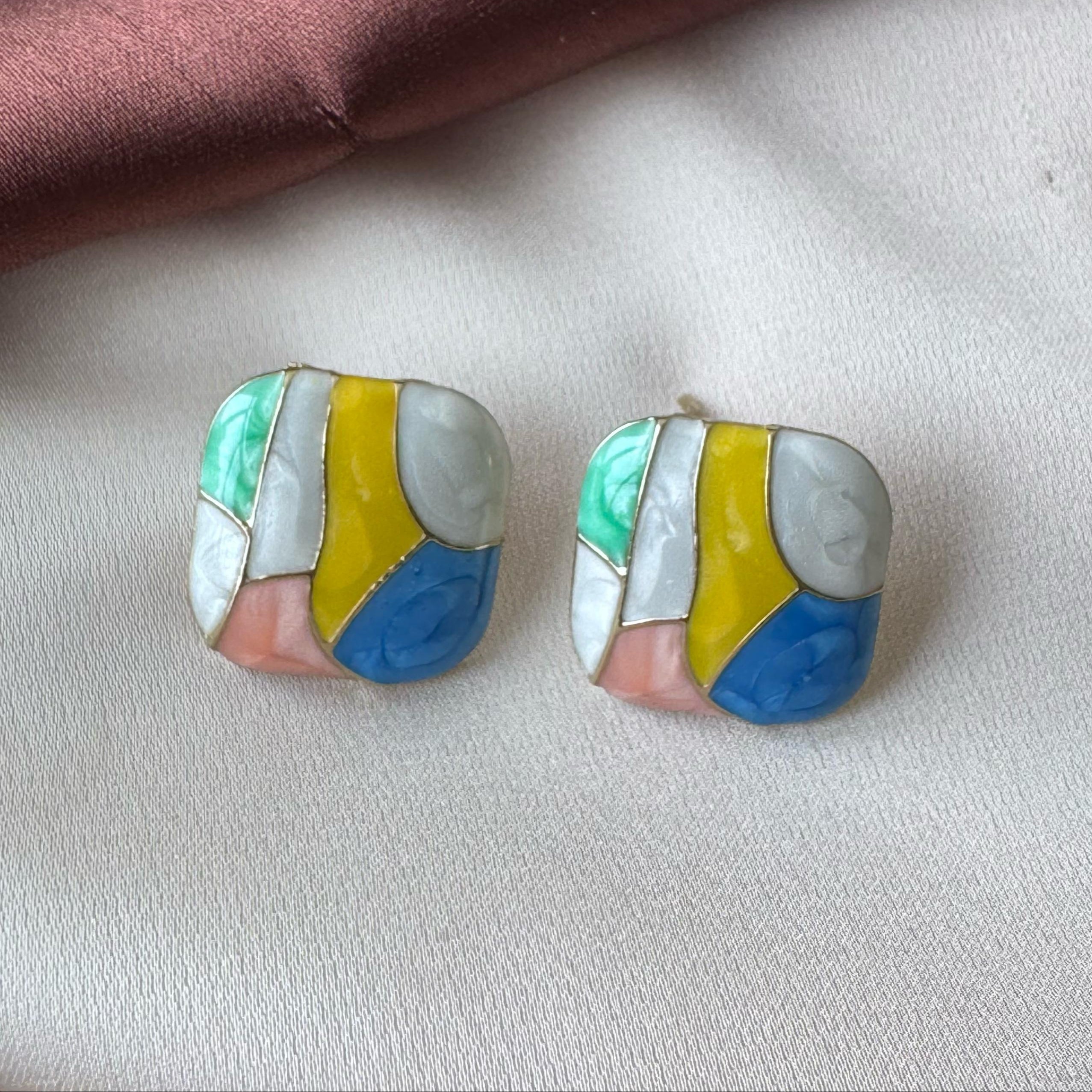 TFC Coloured Gold Plated Stud Earrings