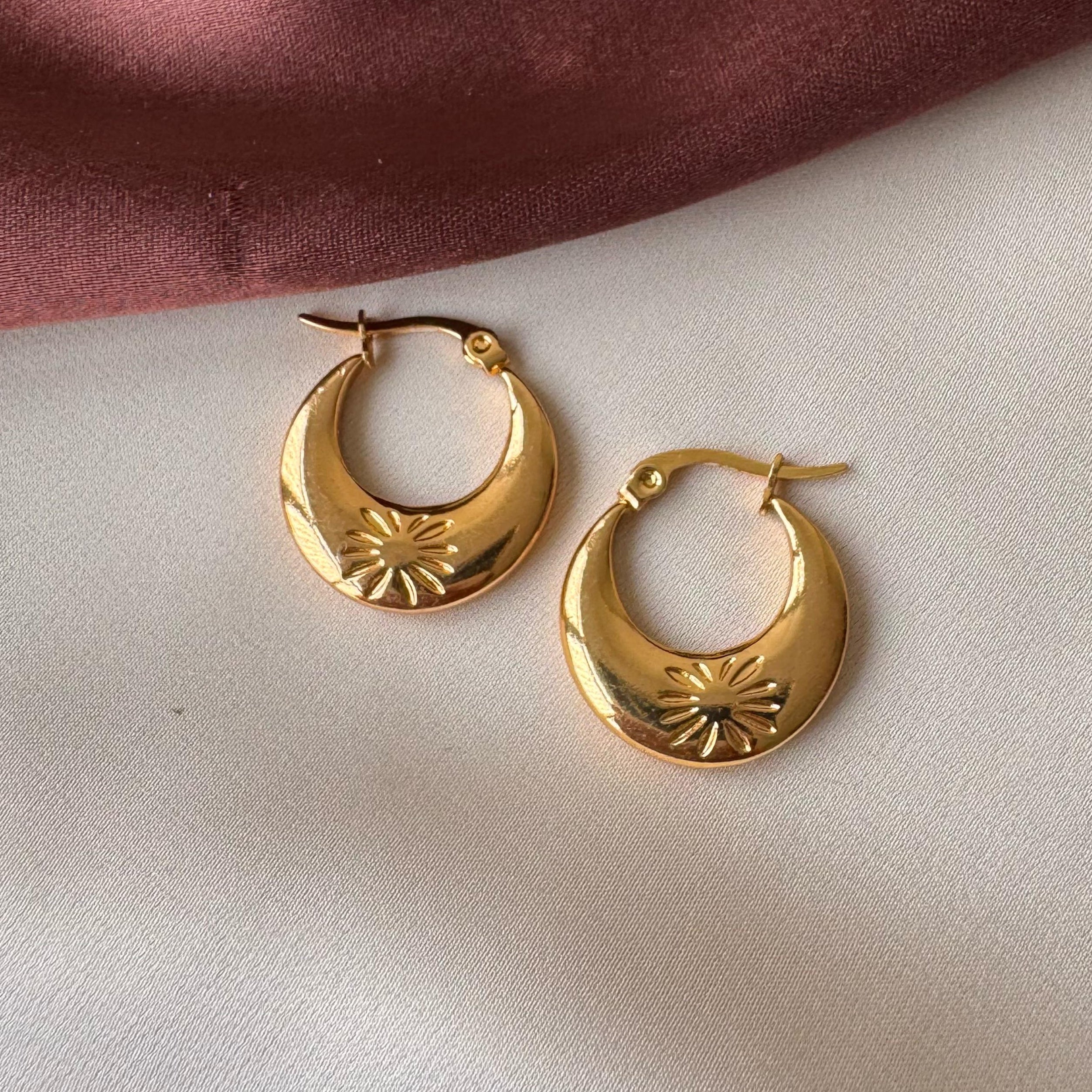 TFC Star Gold Plated Hoop Earrings