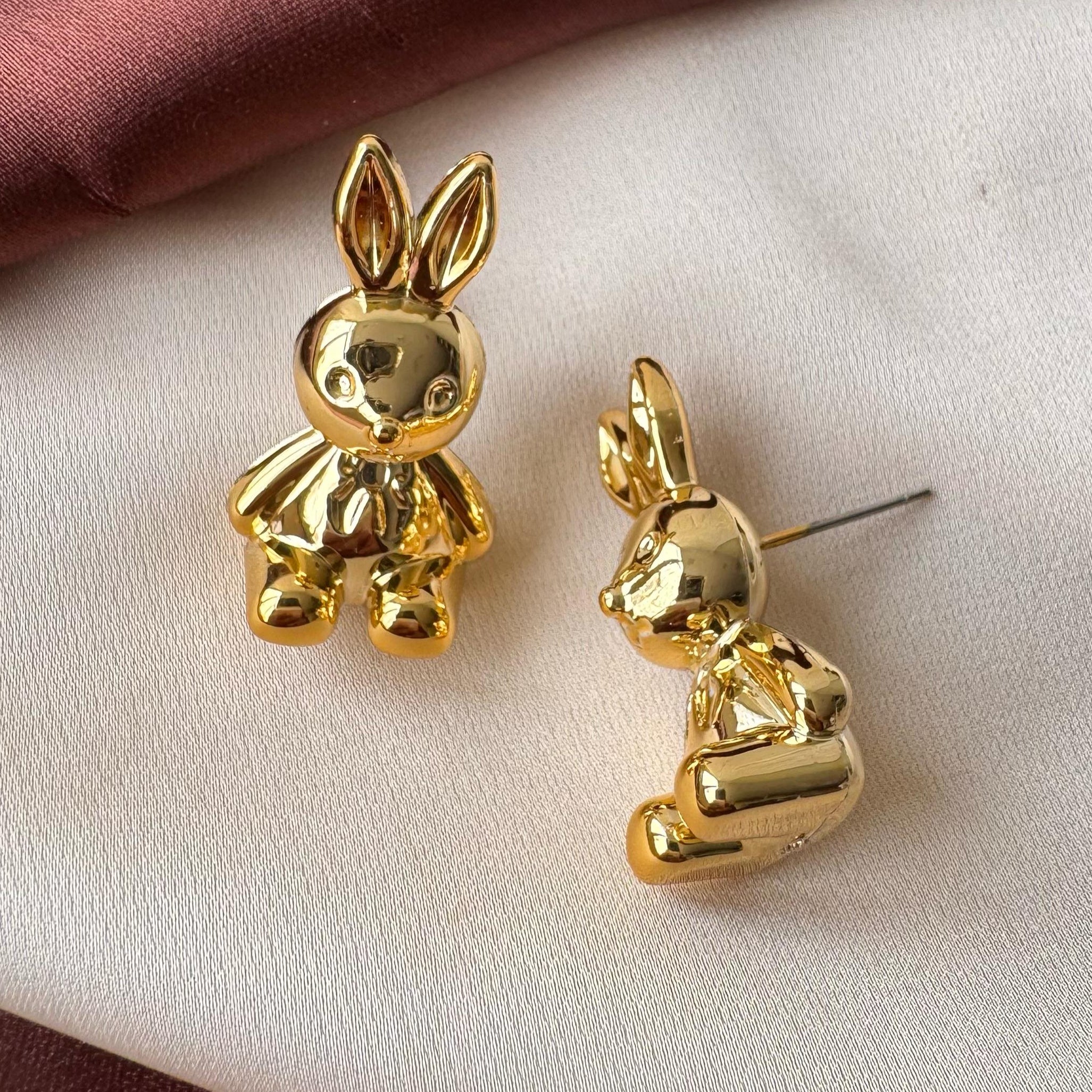 TFC Bunny Gold Plated Stud Earrings