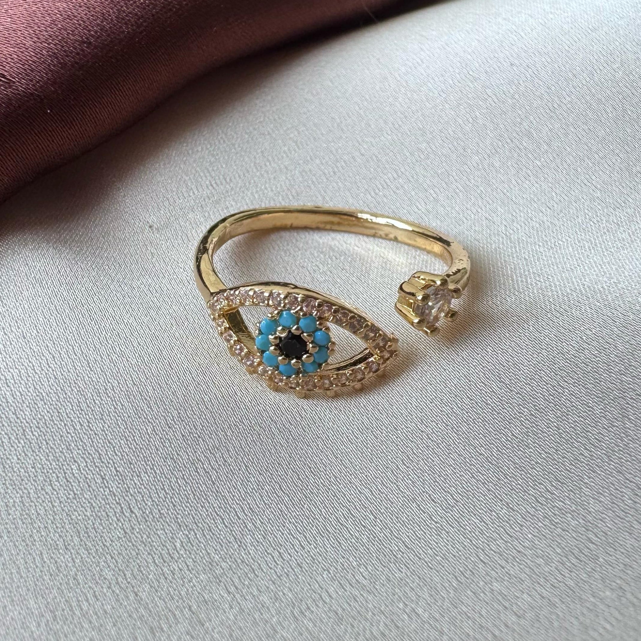 TFC Adjustable Evil Eye Gold Plated Ring