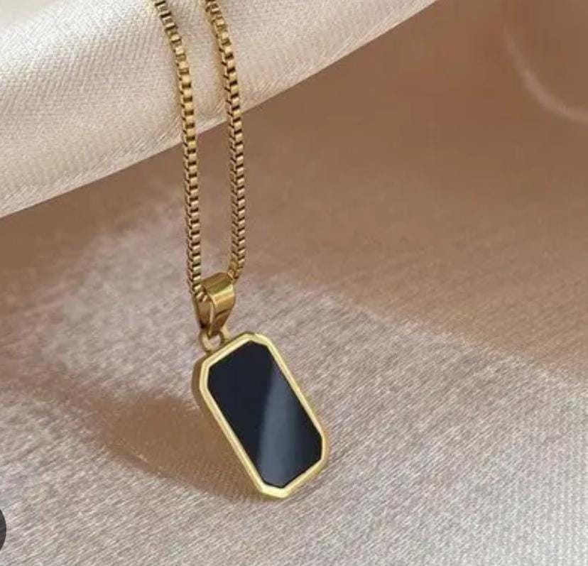 TFC Black Recto Gold Plated Pendant Necklace
