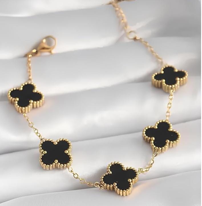 TFC Black Klover Gold Plated Bracelet