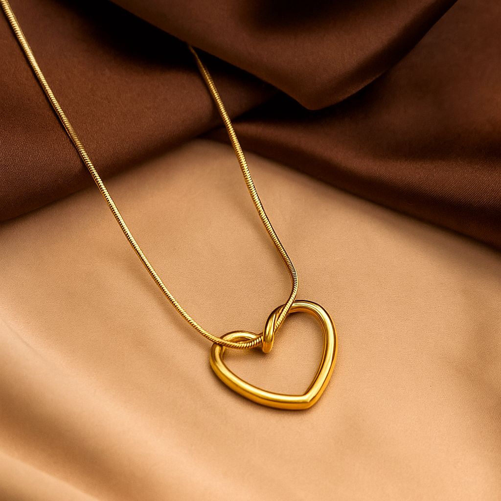 TFC Folded Heart Gold Plated Pendant Necklace