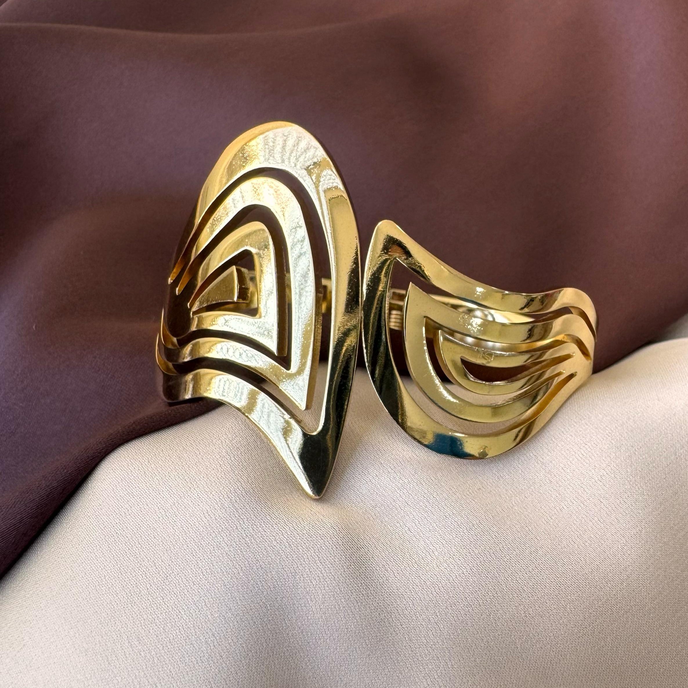 TFC Size 2.6 Sharp Edge Gold Plated Bracelet Bangle