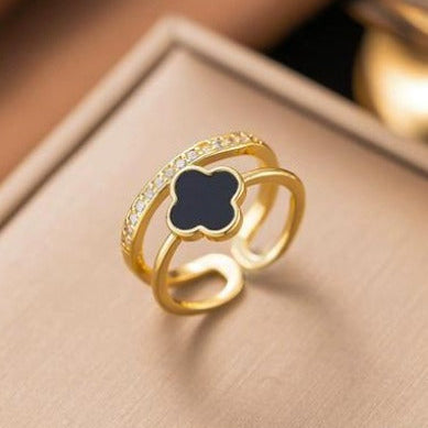 TFC Black Clover Gold Plated Adjustable Ring