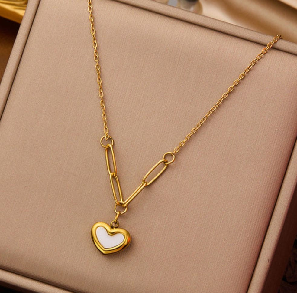 TFC White Locked Heart Gold Plated Necklace
