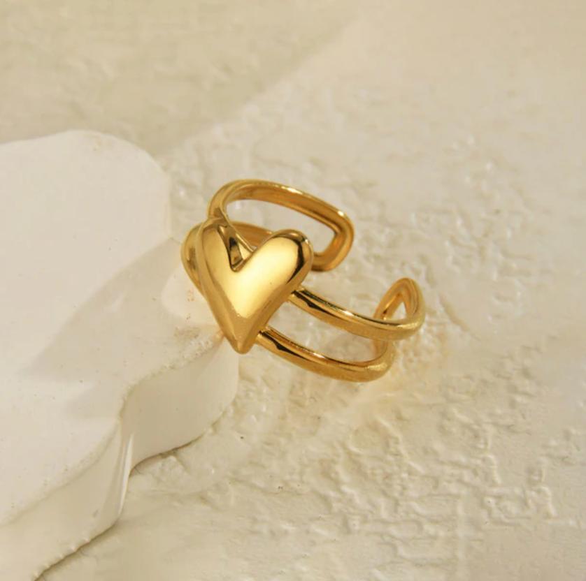TFC Adjustable Mini Heart Gold Plated Ring