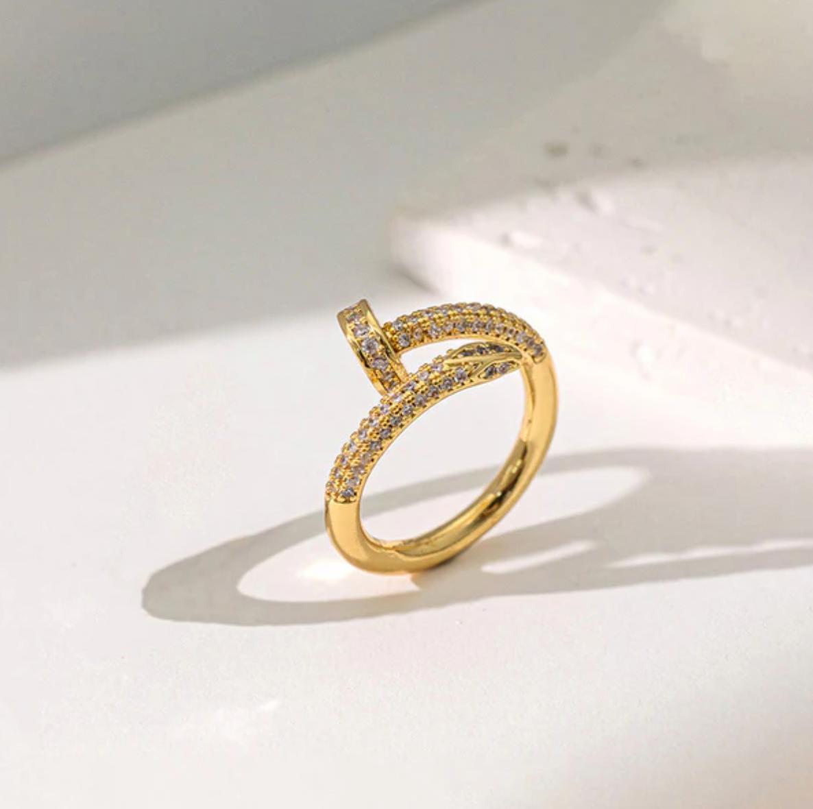 TFC Adjustable Royal Stone Line Gold Plated Ring
