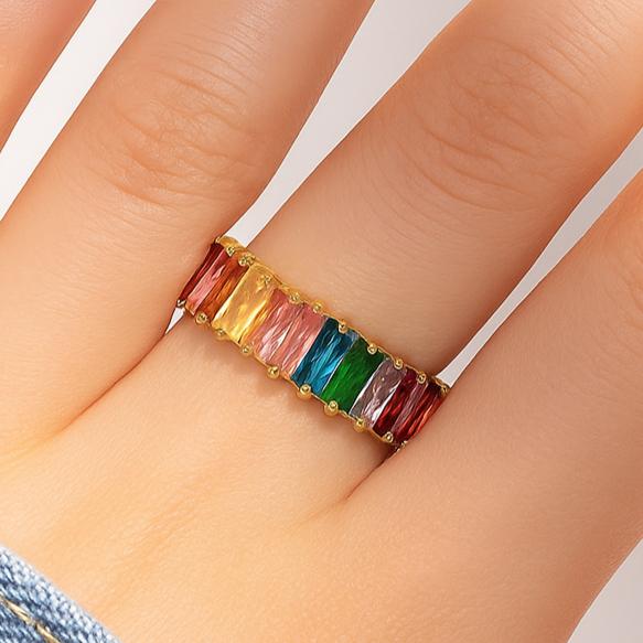 TFC Adjustable Multi Stone Gold Plated Ring