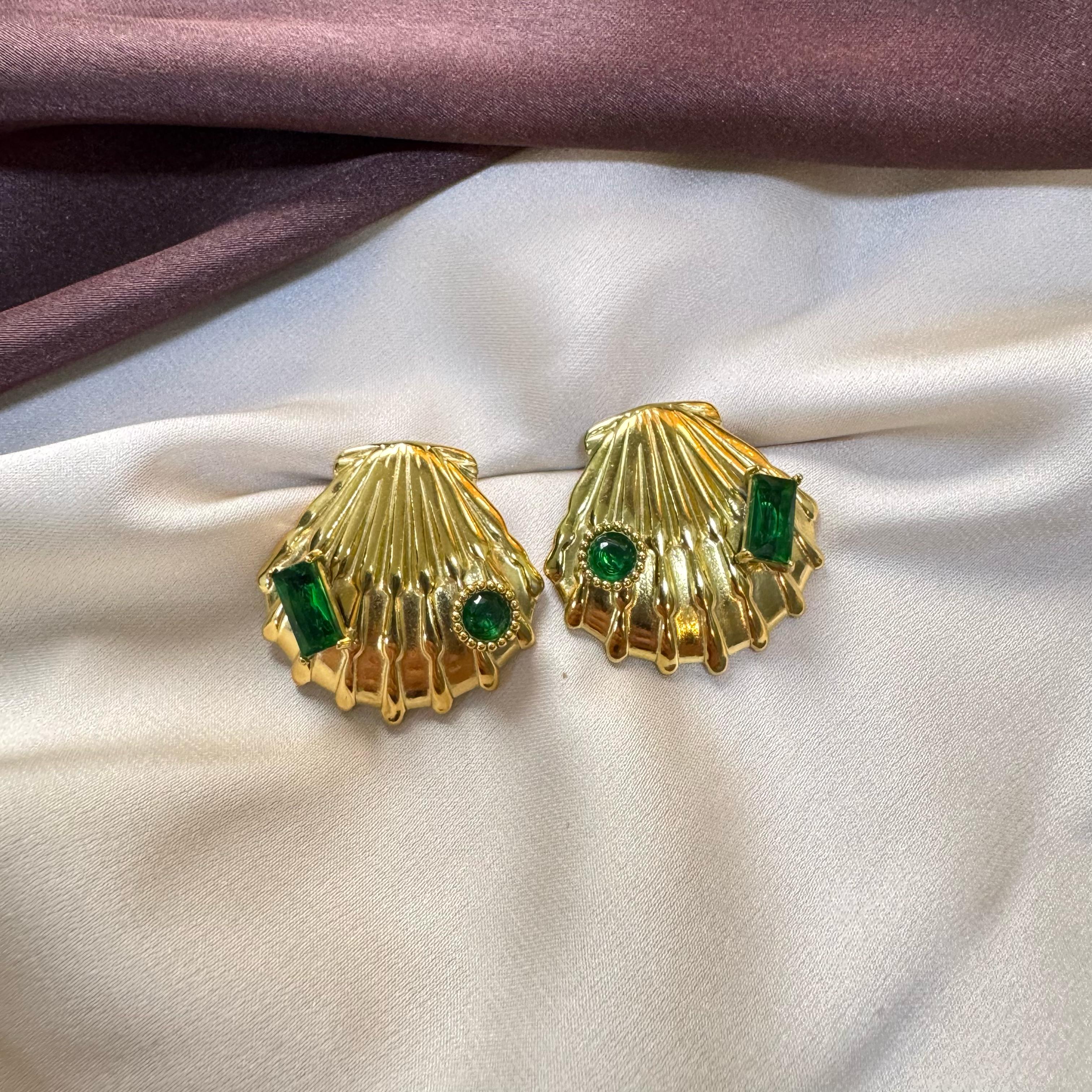 TFC Shell Gold Plated Stud Earrings