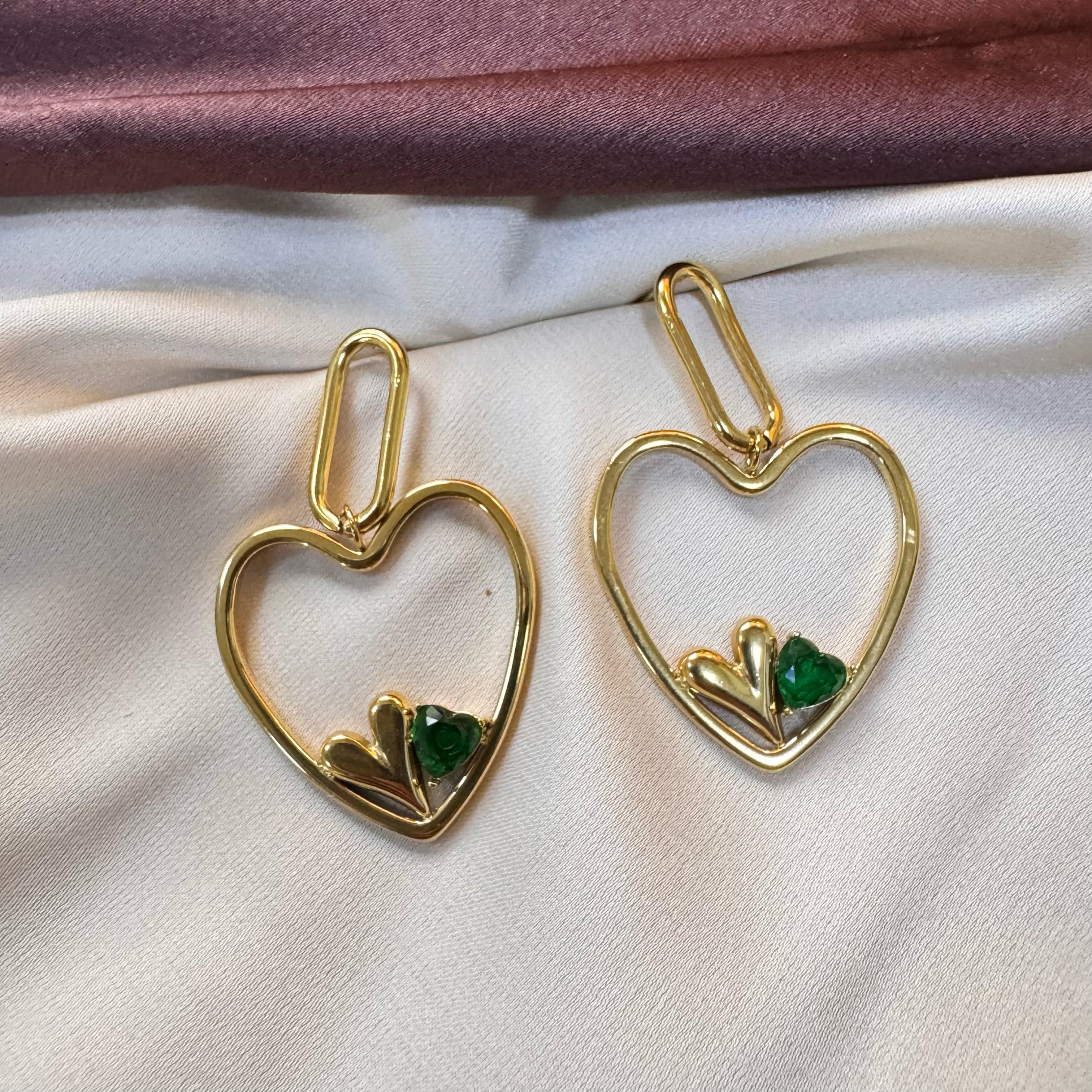 TFC Double Heart Gold Plated Dangler Earrings
