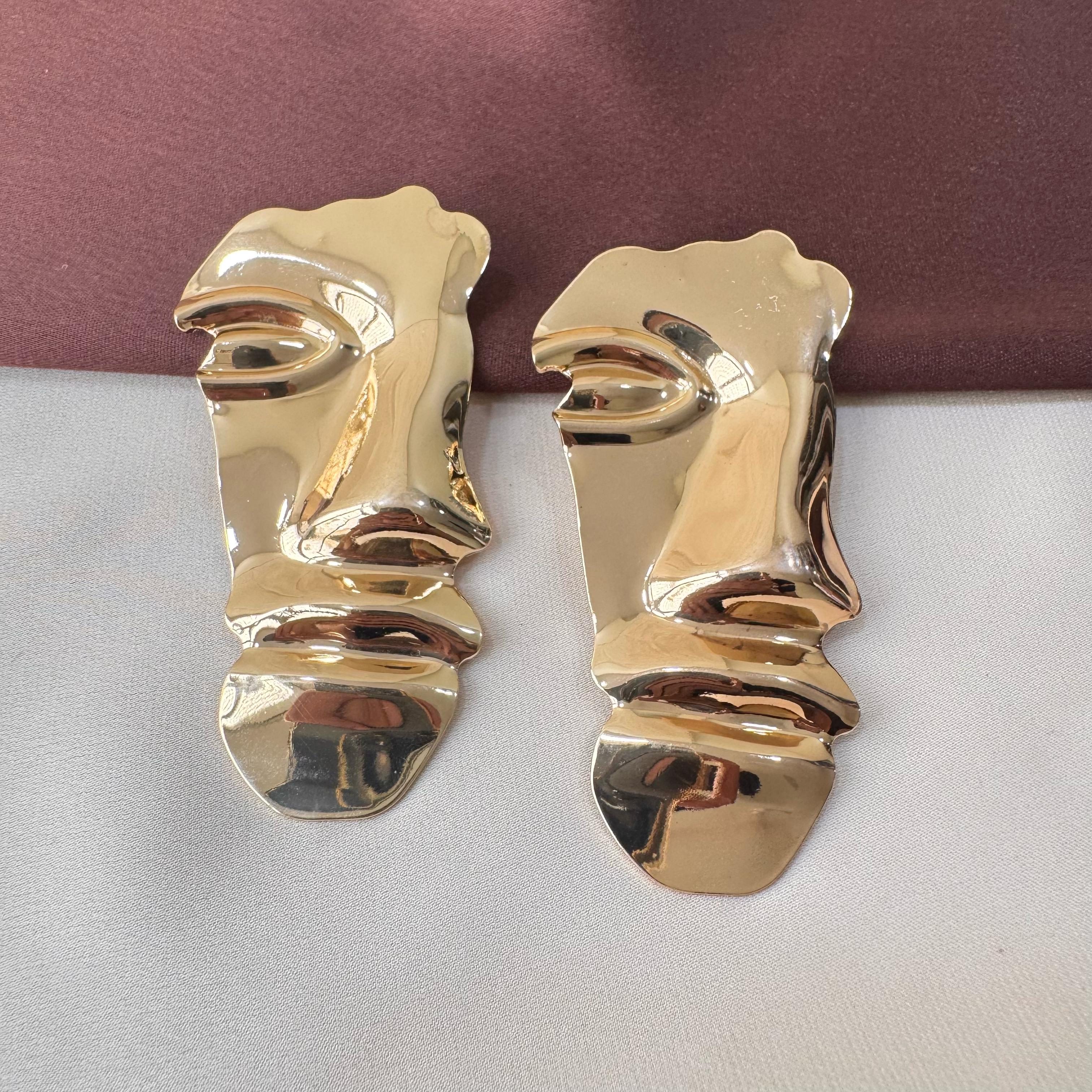 TFC Face Structure Gold Plated Stud Earrings