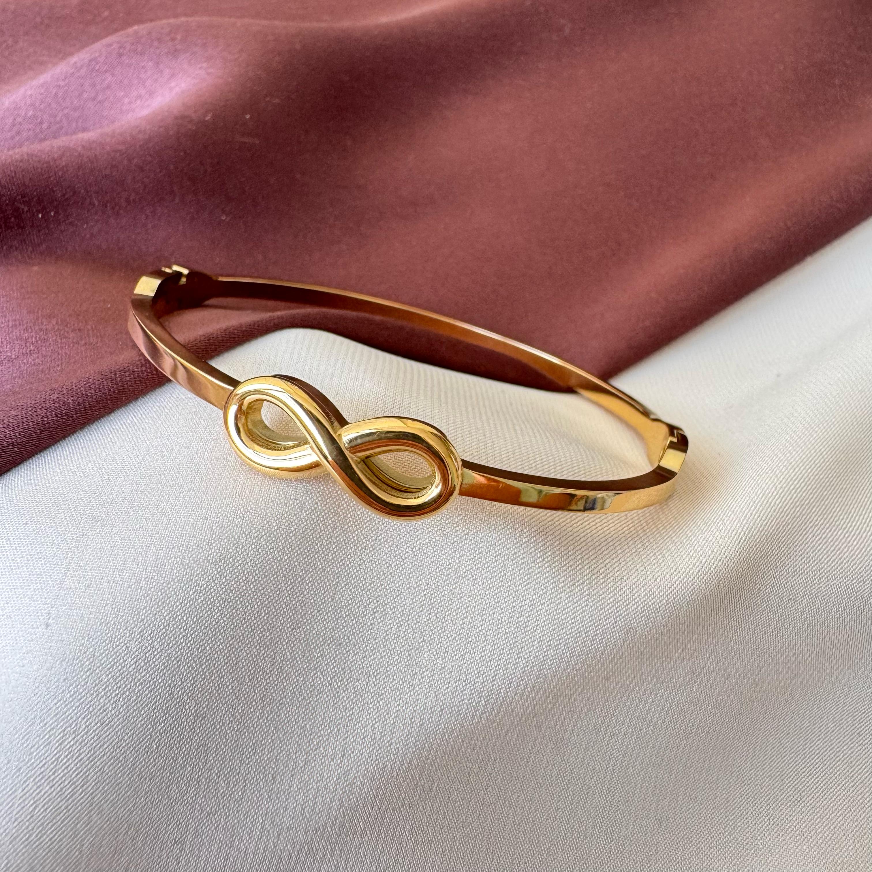 TFC Size 2.6 Infinity Sign Gold Plated Bracelet Bangle