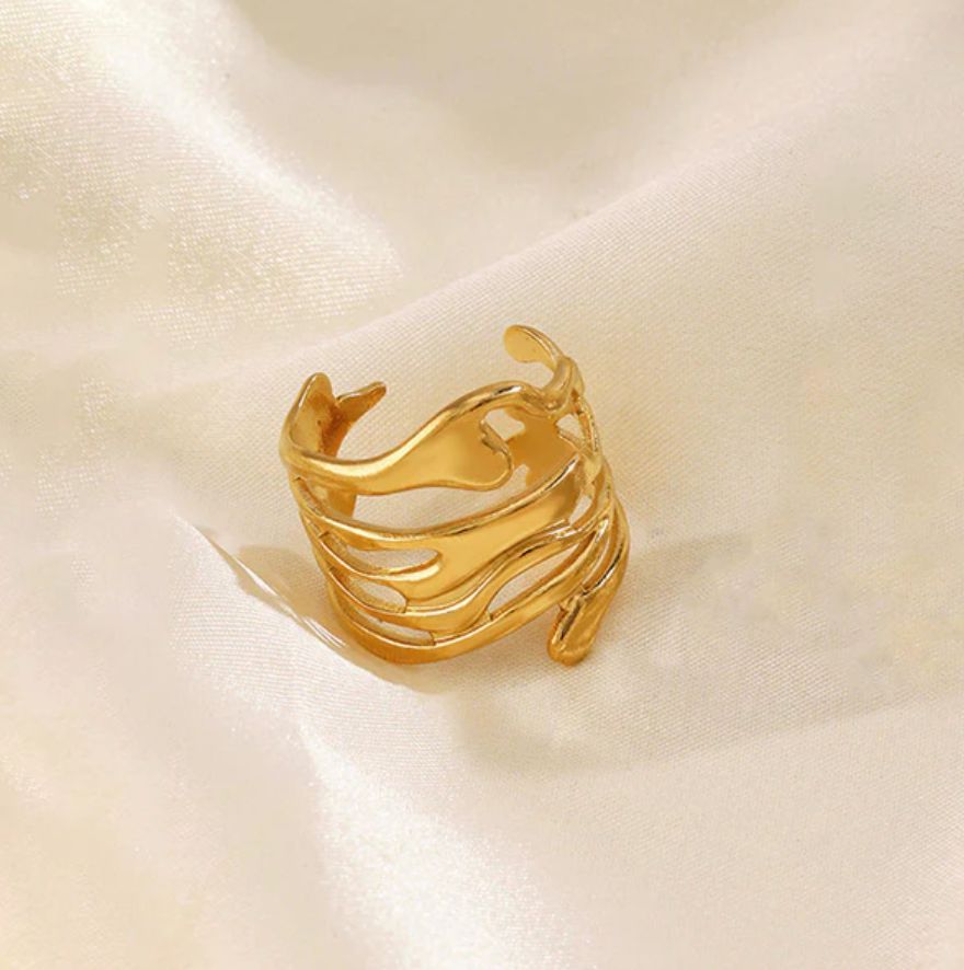 TFC Adjustable Line Bunch Gold Plated Ring