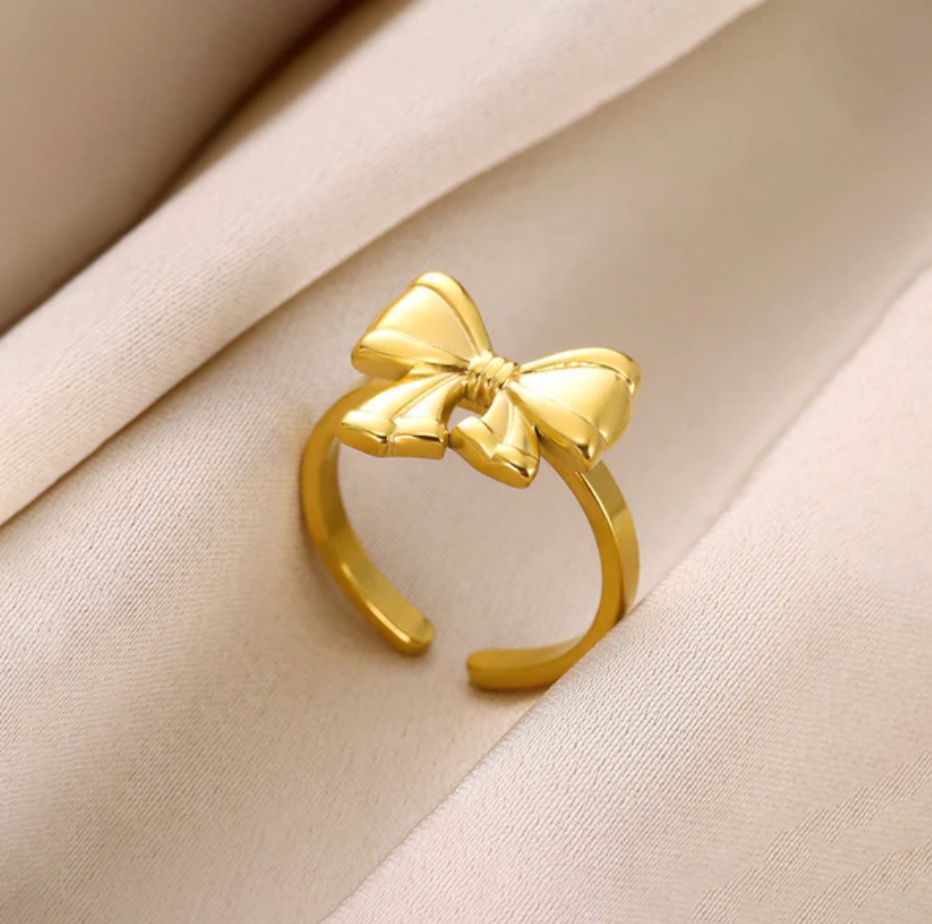 TFC Adjustable Mini Bow Gold Plated Ring