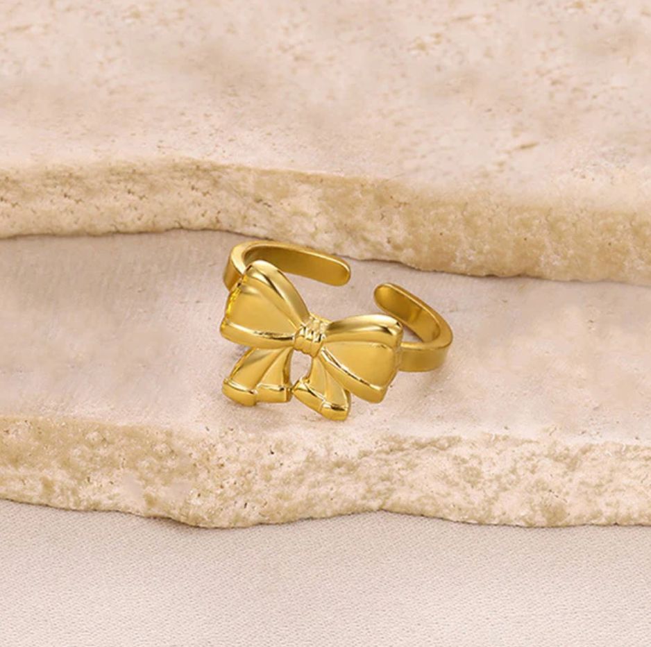 TFC Adjustable Mini Bow Gold Plated Ring